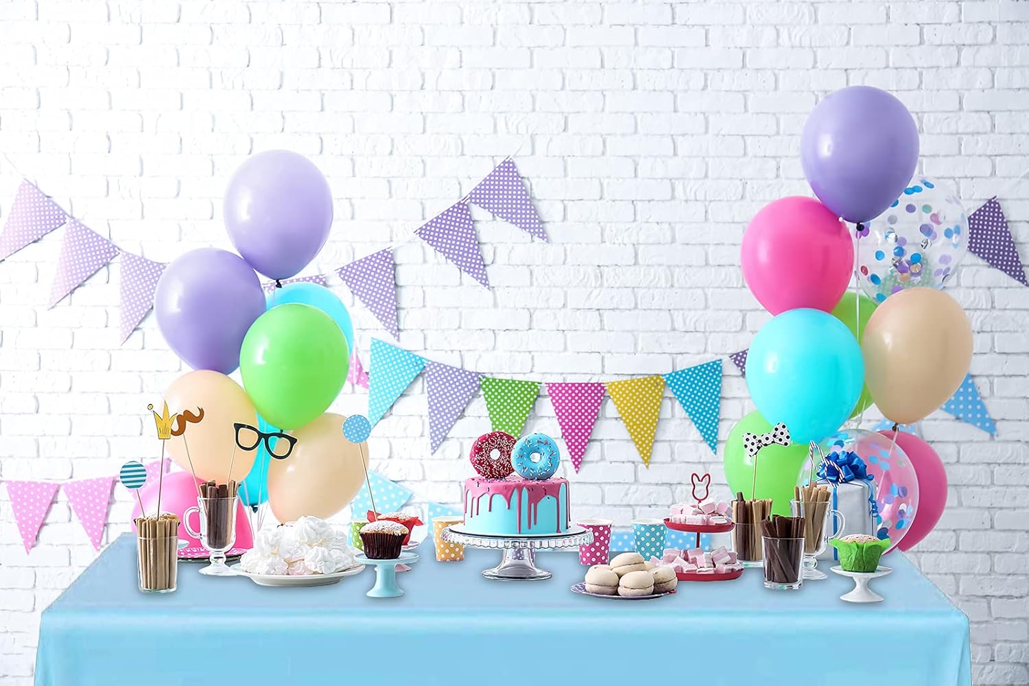 DecorRack 2 Pack Rectangle Tablecloths 54 x 108 Inch Light Blue BPA-Free