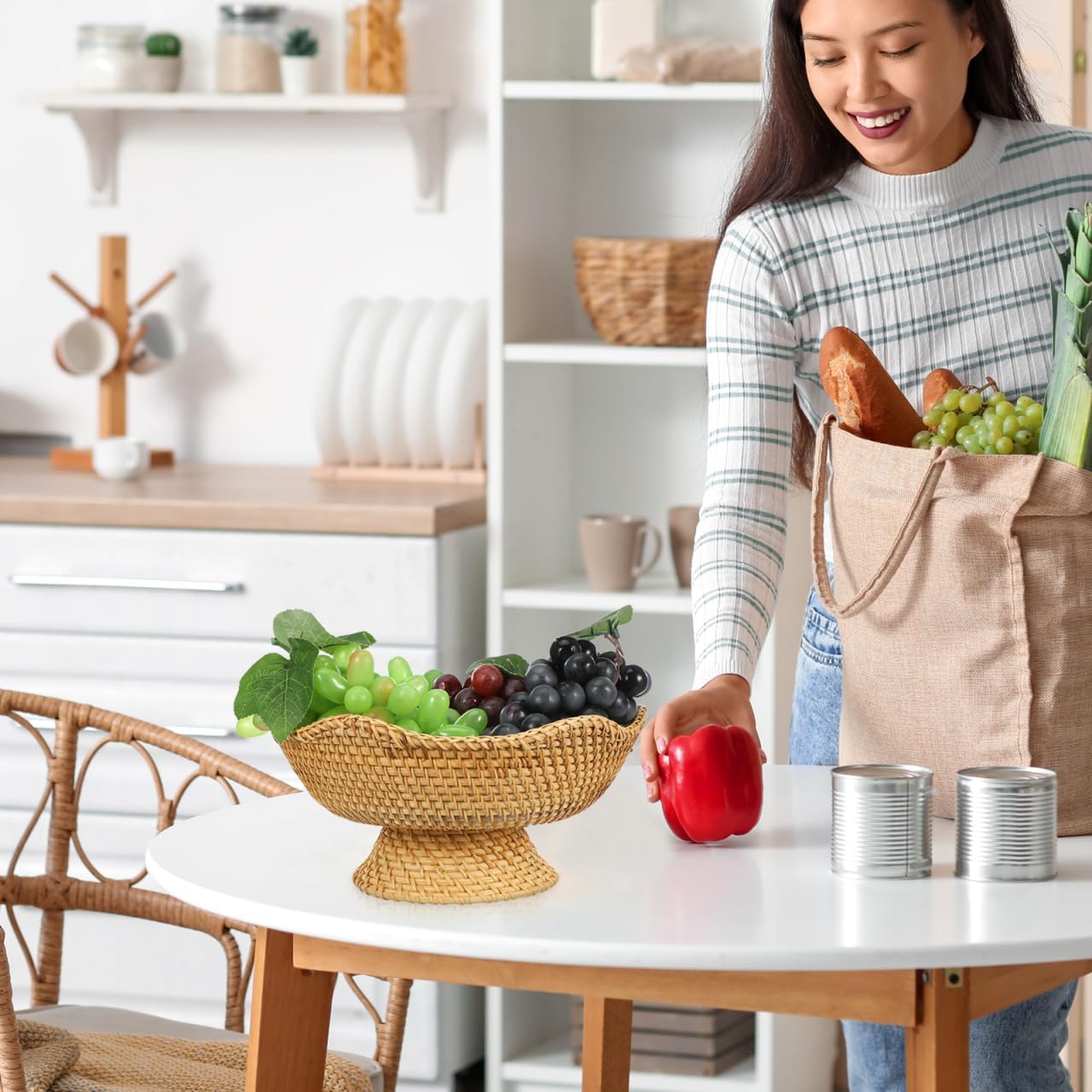 PRETYZOOM Rattan Fruit Bowl 98 Inches