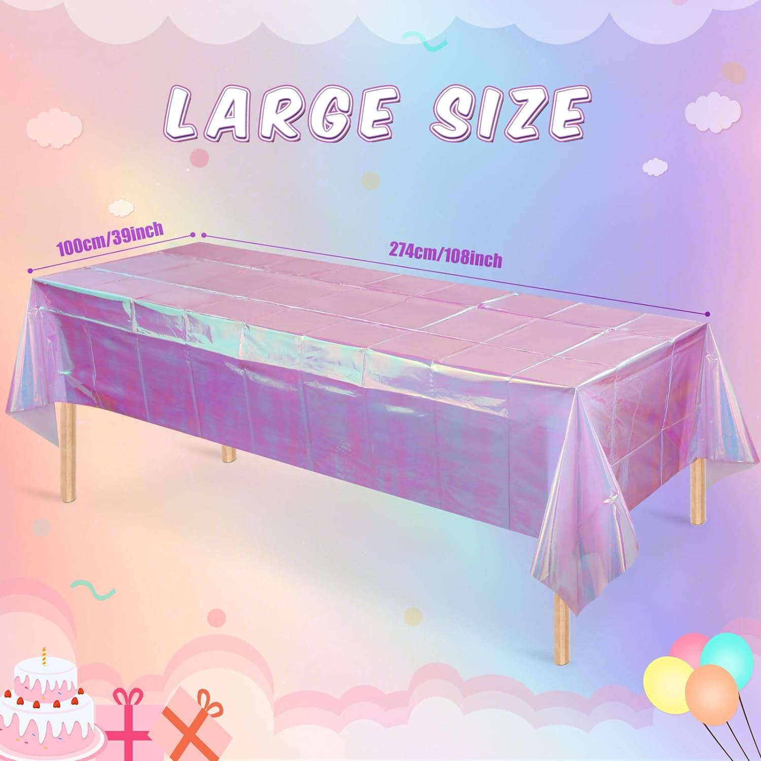 FunnyPars 3 Pack Light Purple Plastic Tablecloths for Rectangle Tables