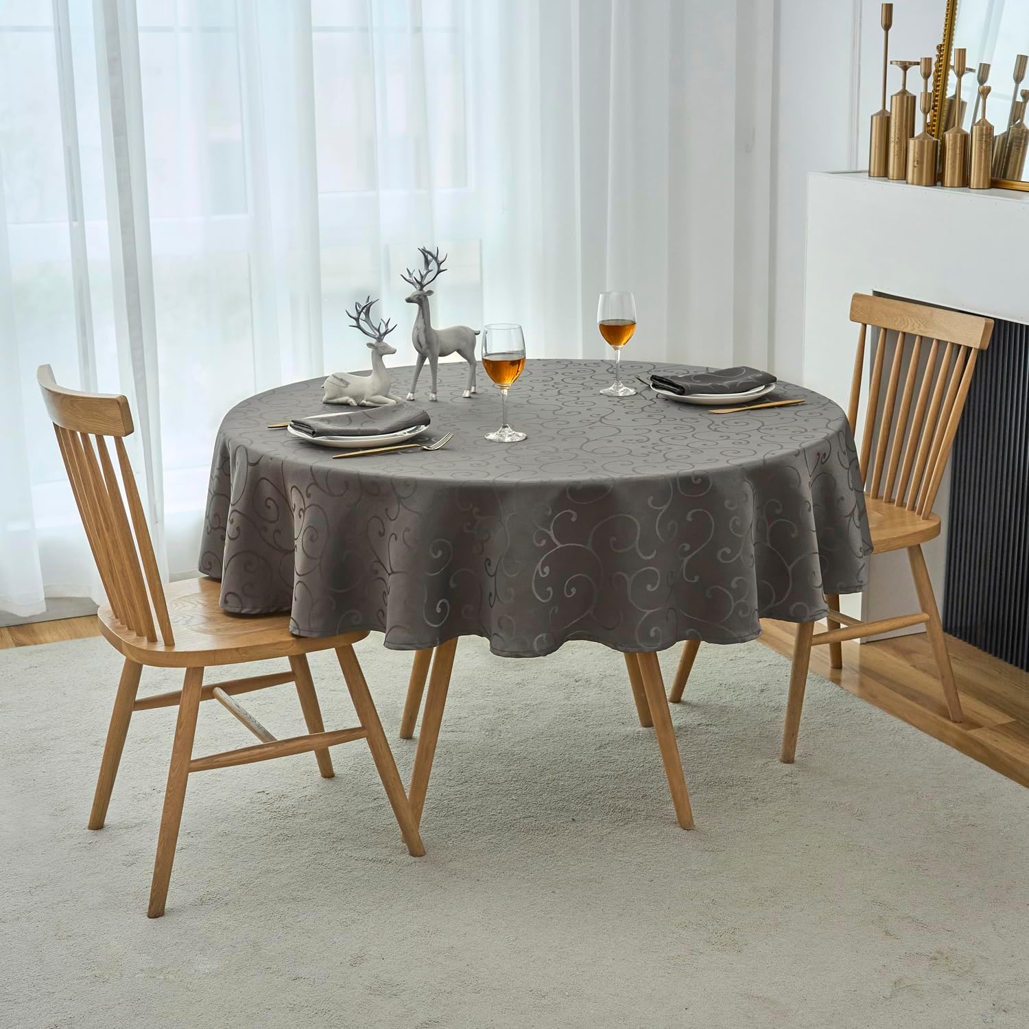 Marina Decoration Luxury Jacquard Tablecloth 60 Inch Round