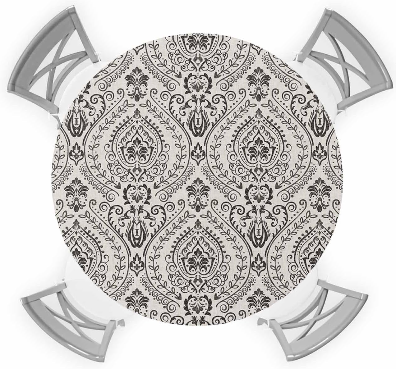 Vintage Paisley Flower Round Waterproof Table Cover