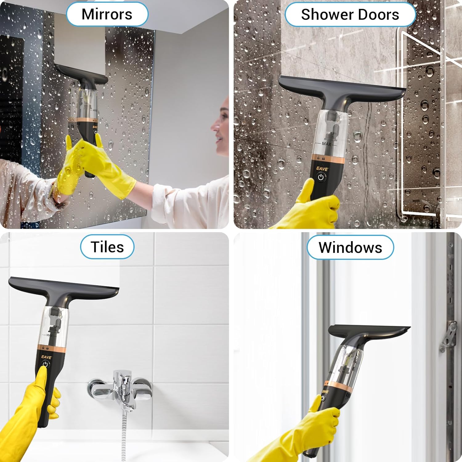 Eave Rechargeable Window Vacuum Squeegee Set