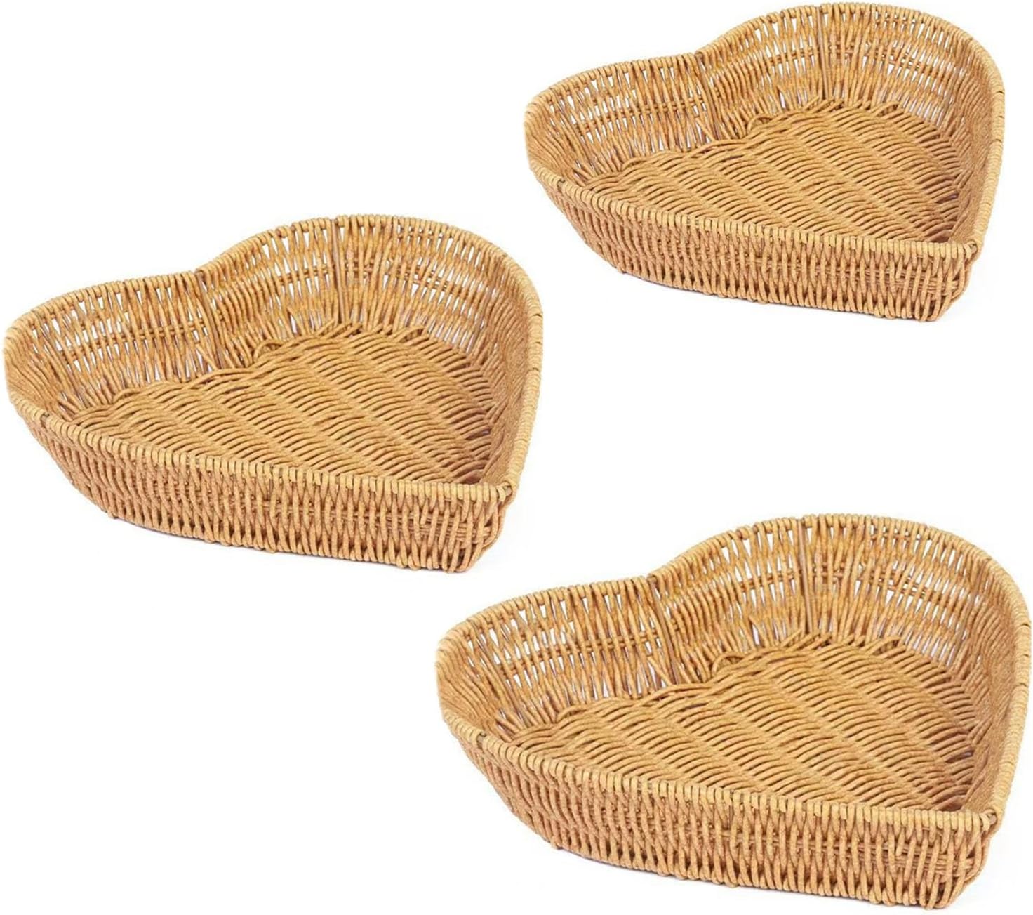 Artificial Rattan Serving Tray with Heart Shape Design