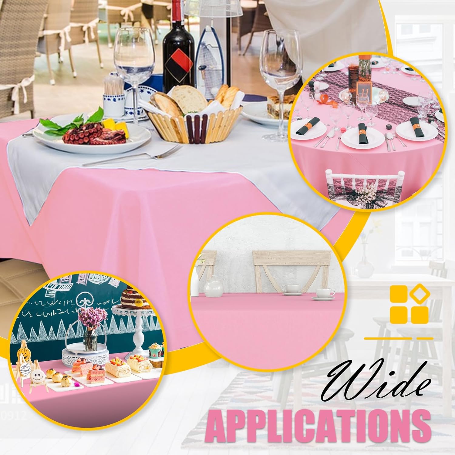 54 in X 300 FT Pink Plastic Table Cover Roll with Slide Cutter