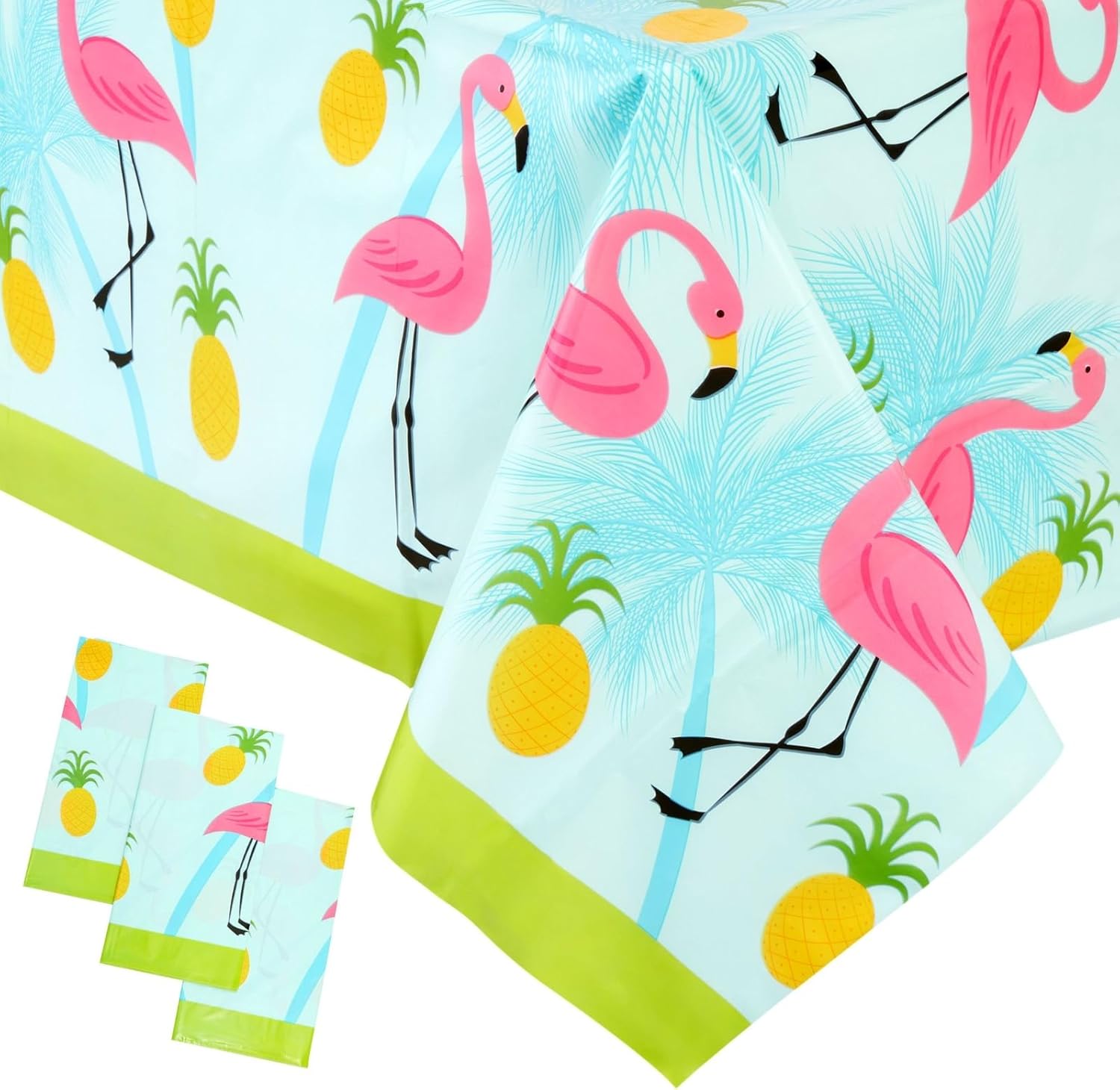Juvale 3-Pack Flamingo Tablecloths for Pool Party Decorations