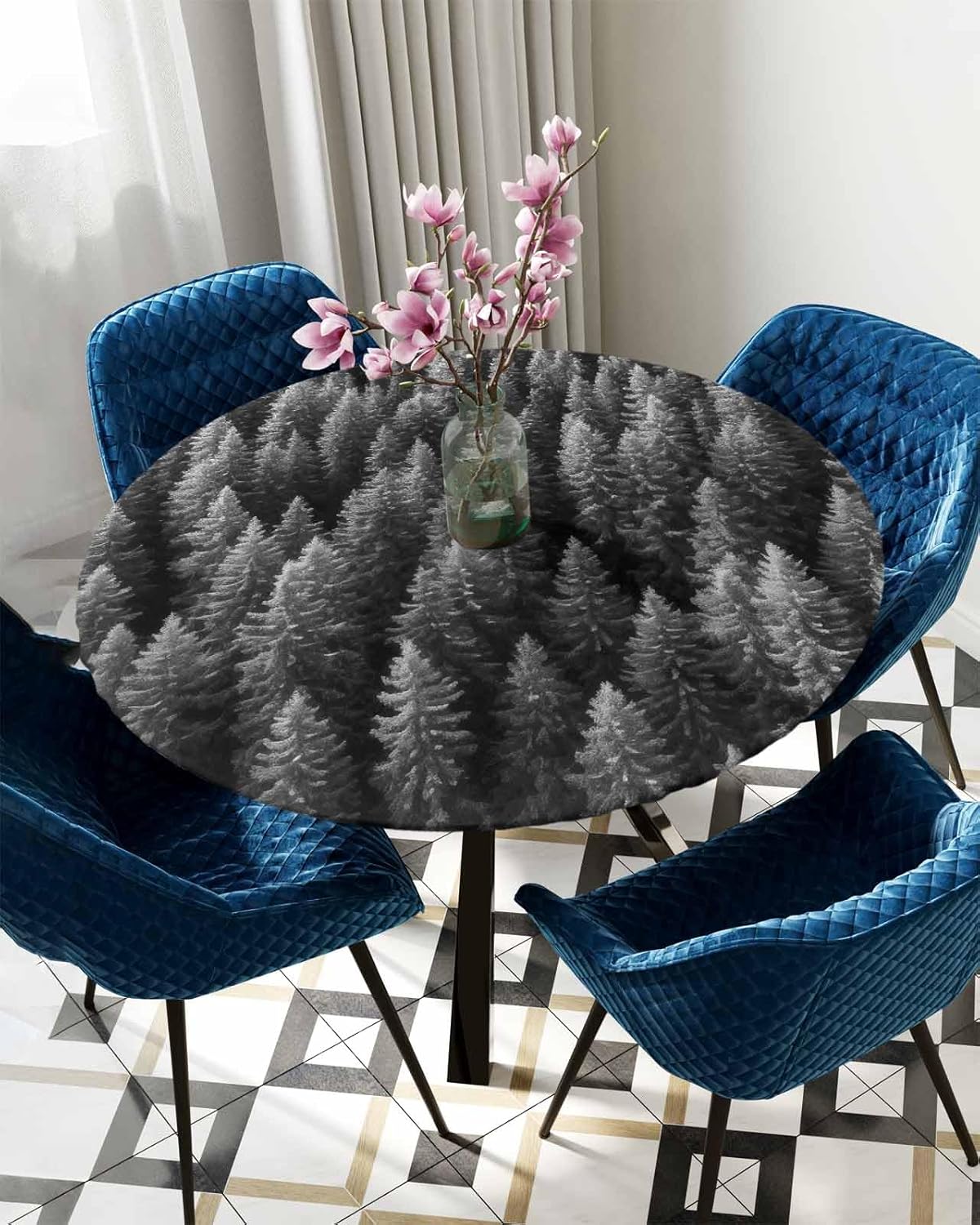 ZOE GARDEN Trees Forest Round Waterproof Table Cover