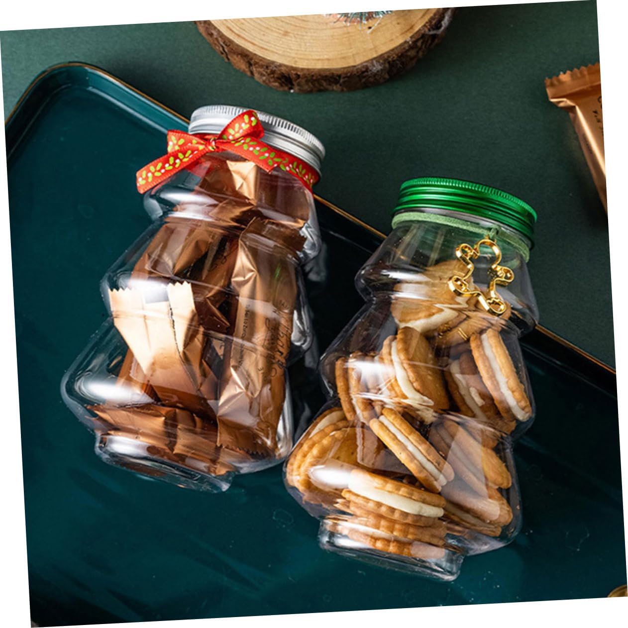 6Pcs Christmas Candy Holder Transparent Decorative Boxes for Treats and Party Gifts