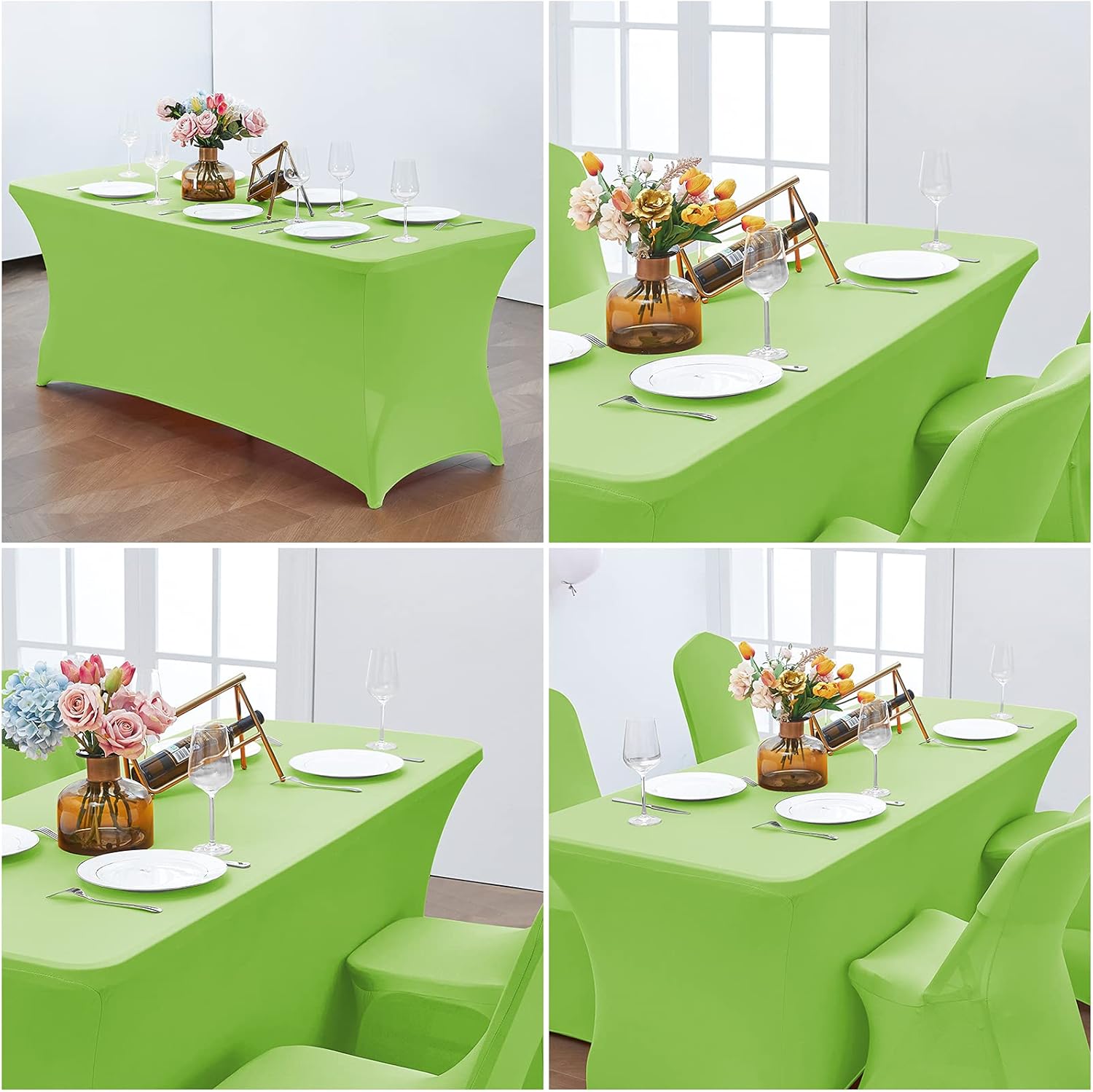 CWK 6FT Waterproof Stretch Spandex Table Cover - Light Green