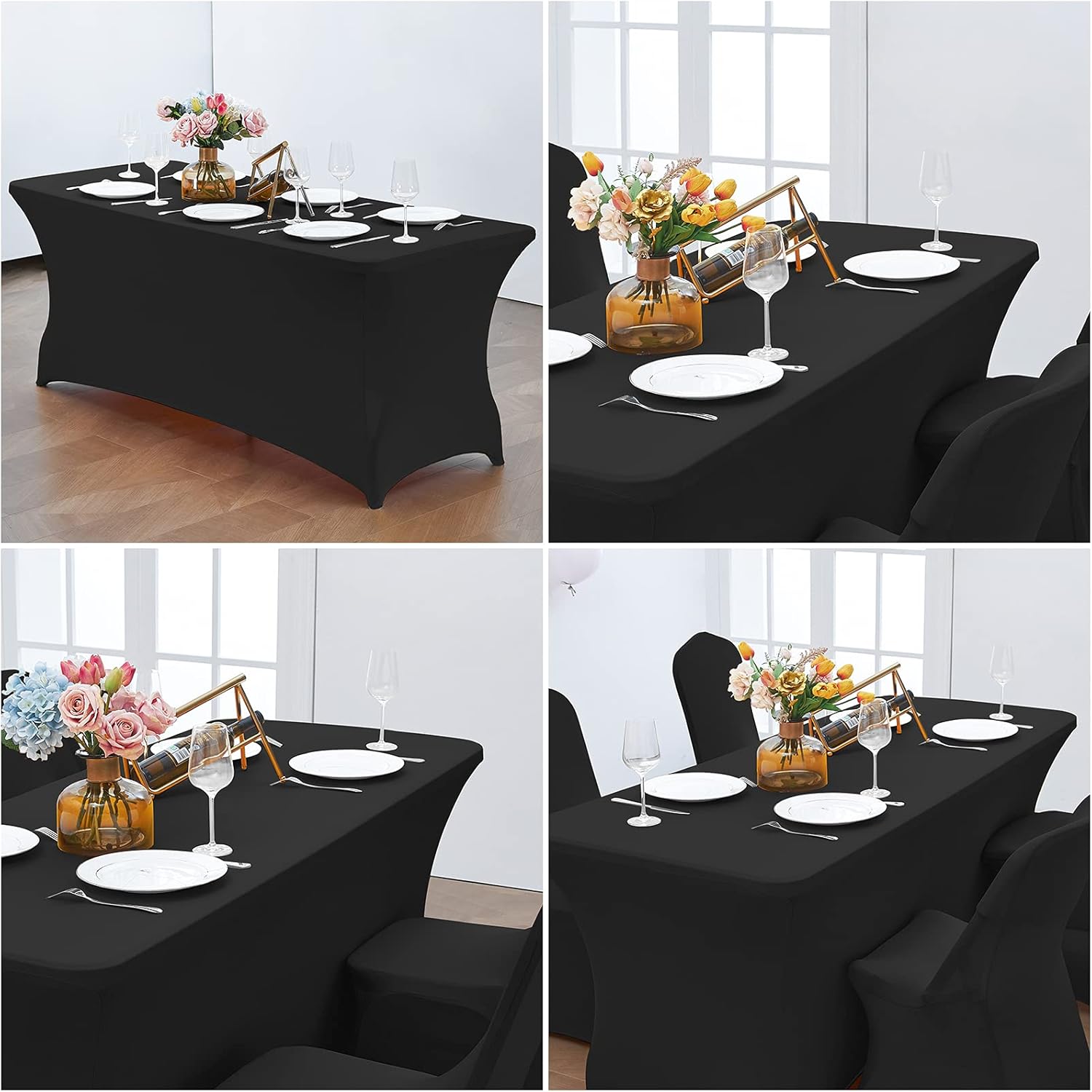 CWK 6FT Stretch Spandex Table Cover - Black