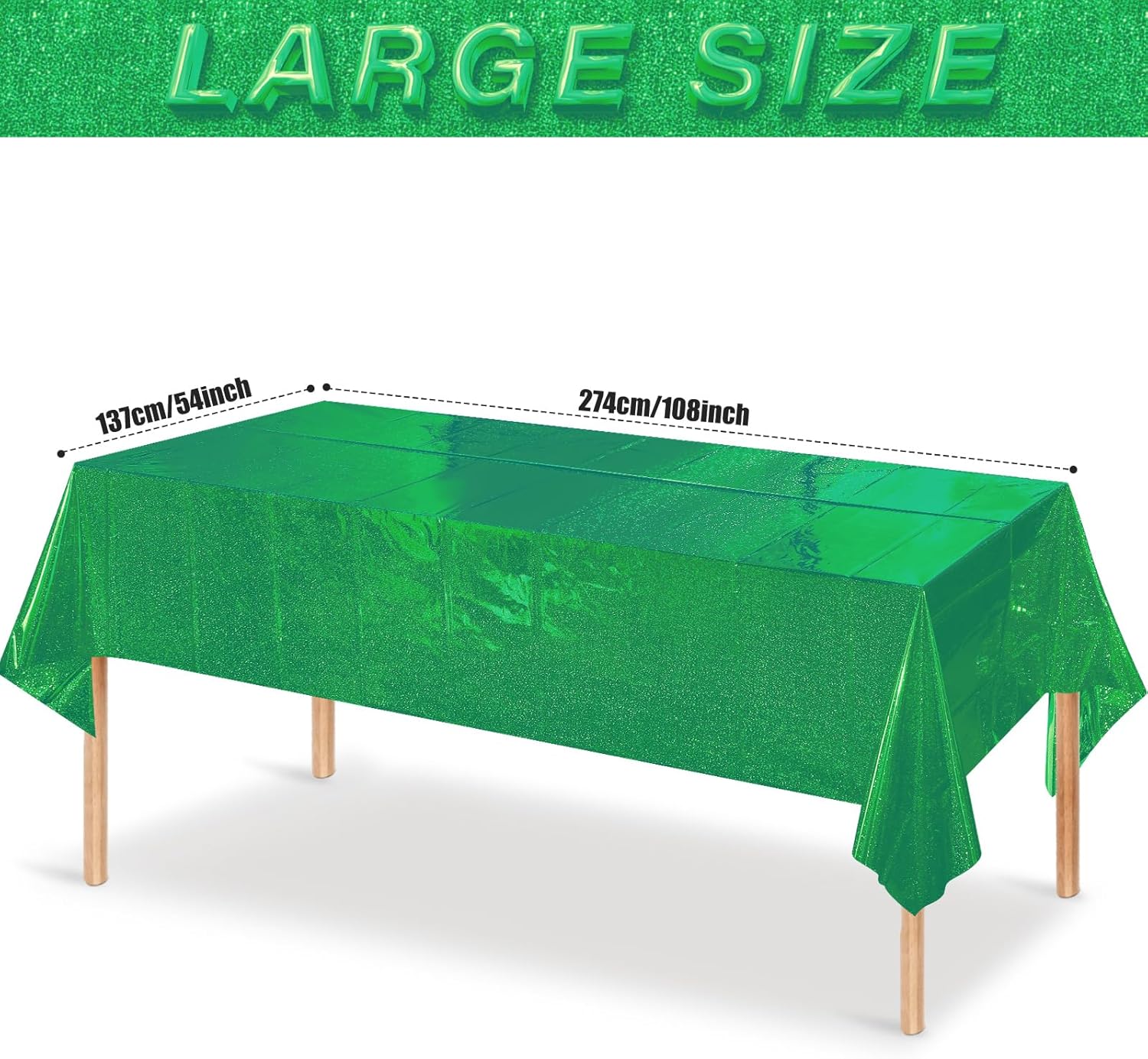 3 Pack Iridescent Green Plastic Tablecloths for Party Decorations