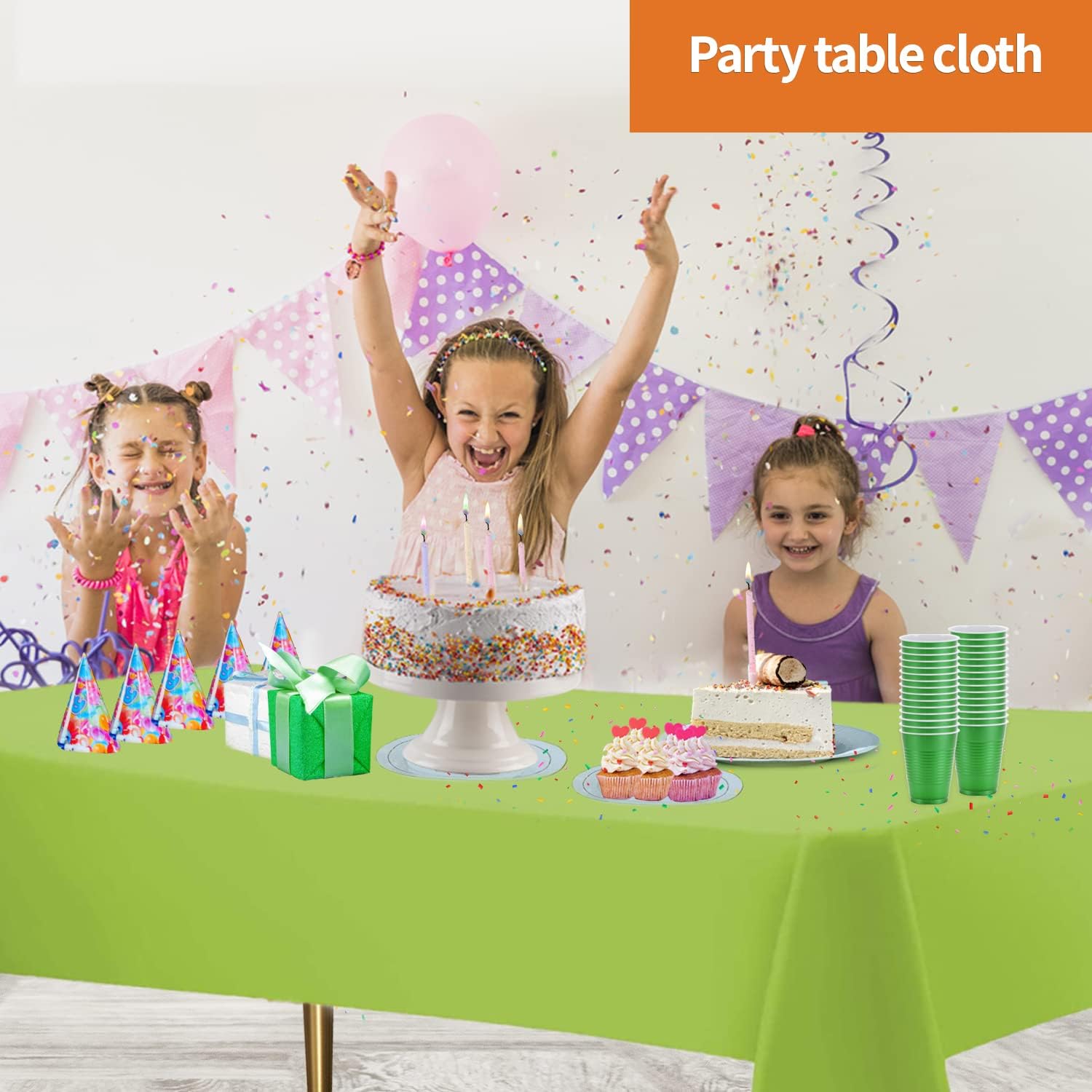 Lime Green Disposable Tablecloth for Rectangle Tables 12 Pack