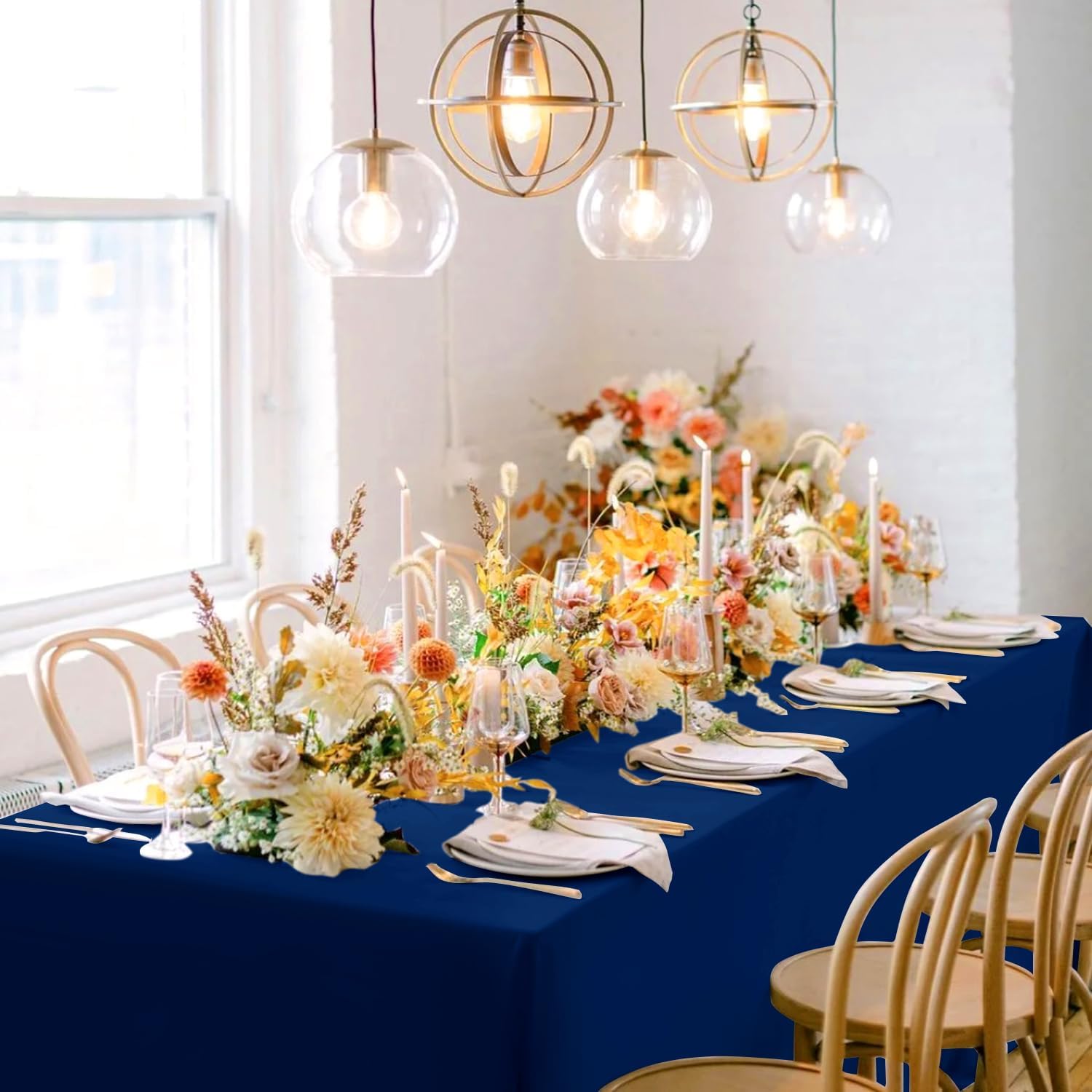 Sancua Navy Blue Tablecloths for 8 Foot Rectangle Tables 6 Pack
