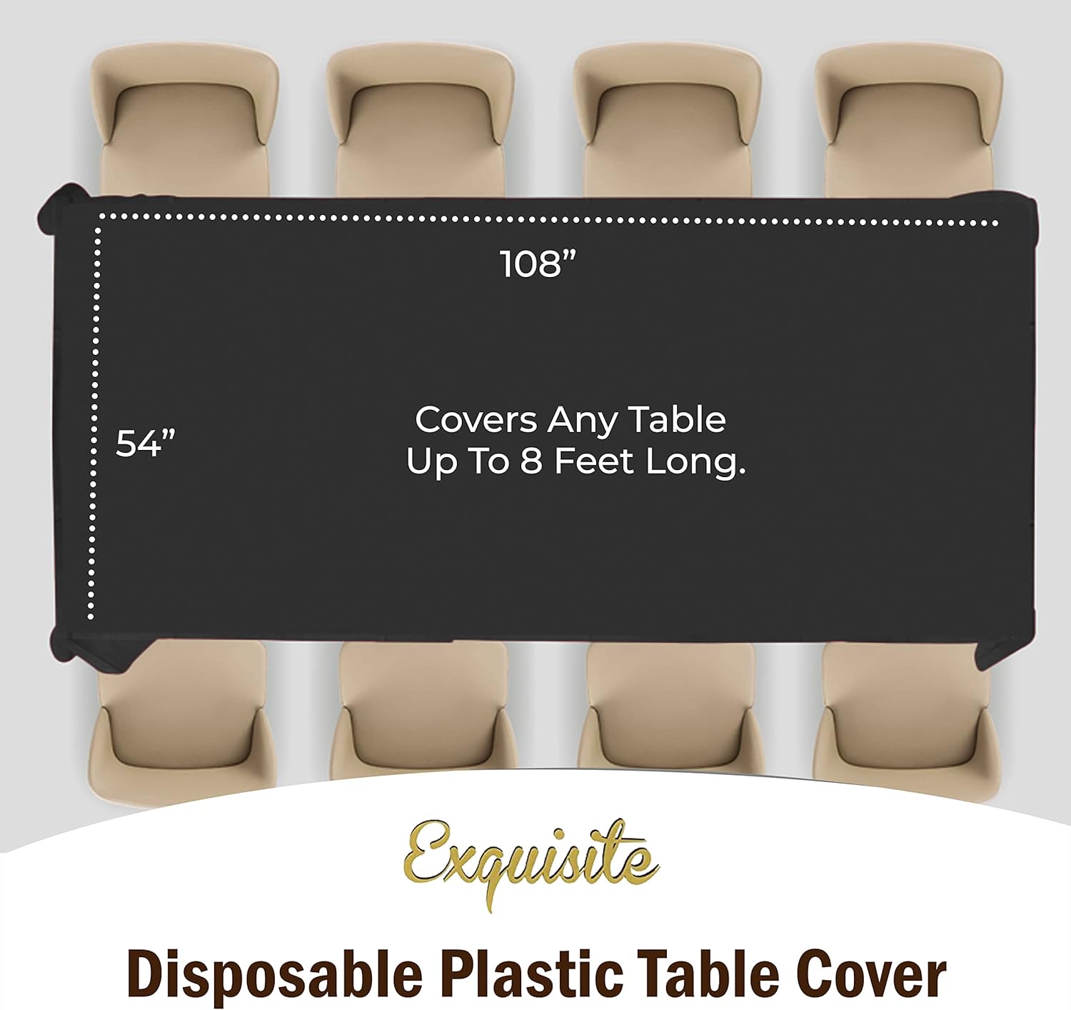 Party Solids 6-Pack Black Plastic Tablecloth 54in x 108in Rectangle
