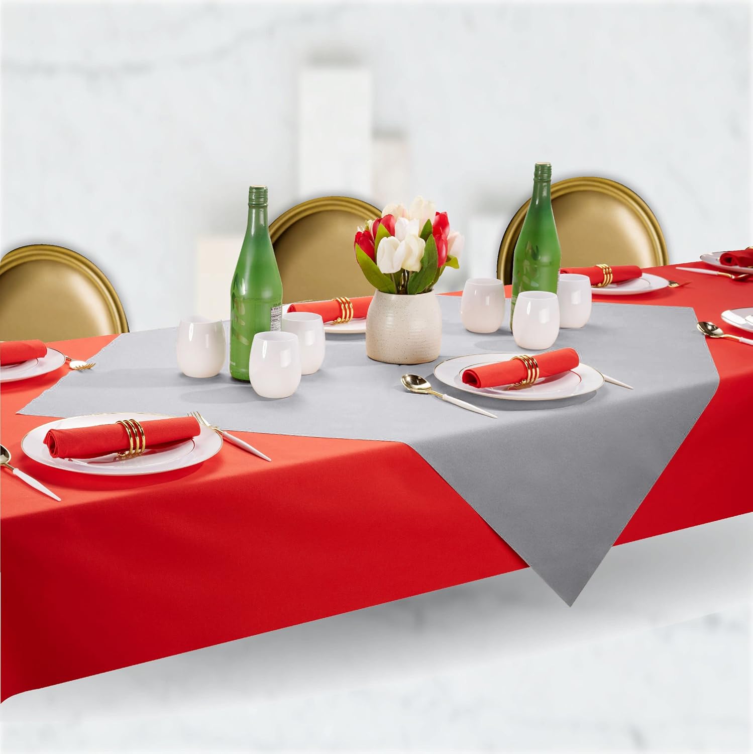 Disposable Tablecloth 55x55 Gray Paper for Square or Round Tables