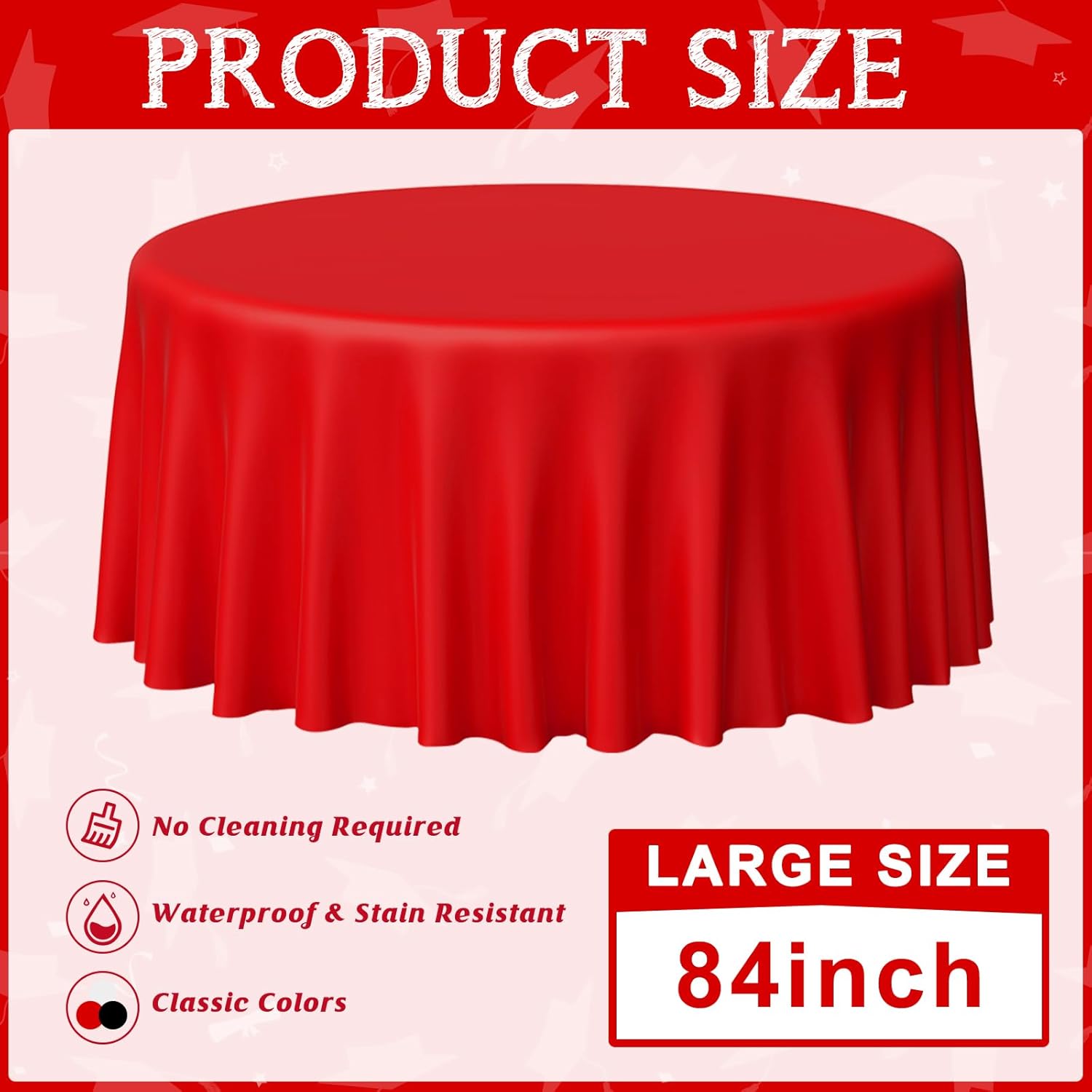 MASHAN 12 Pcs Red Black White Plastic Tablecloths