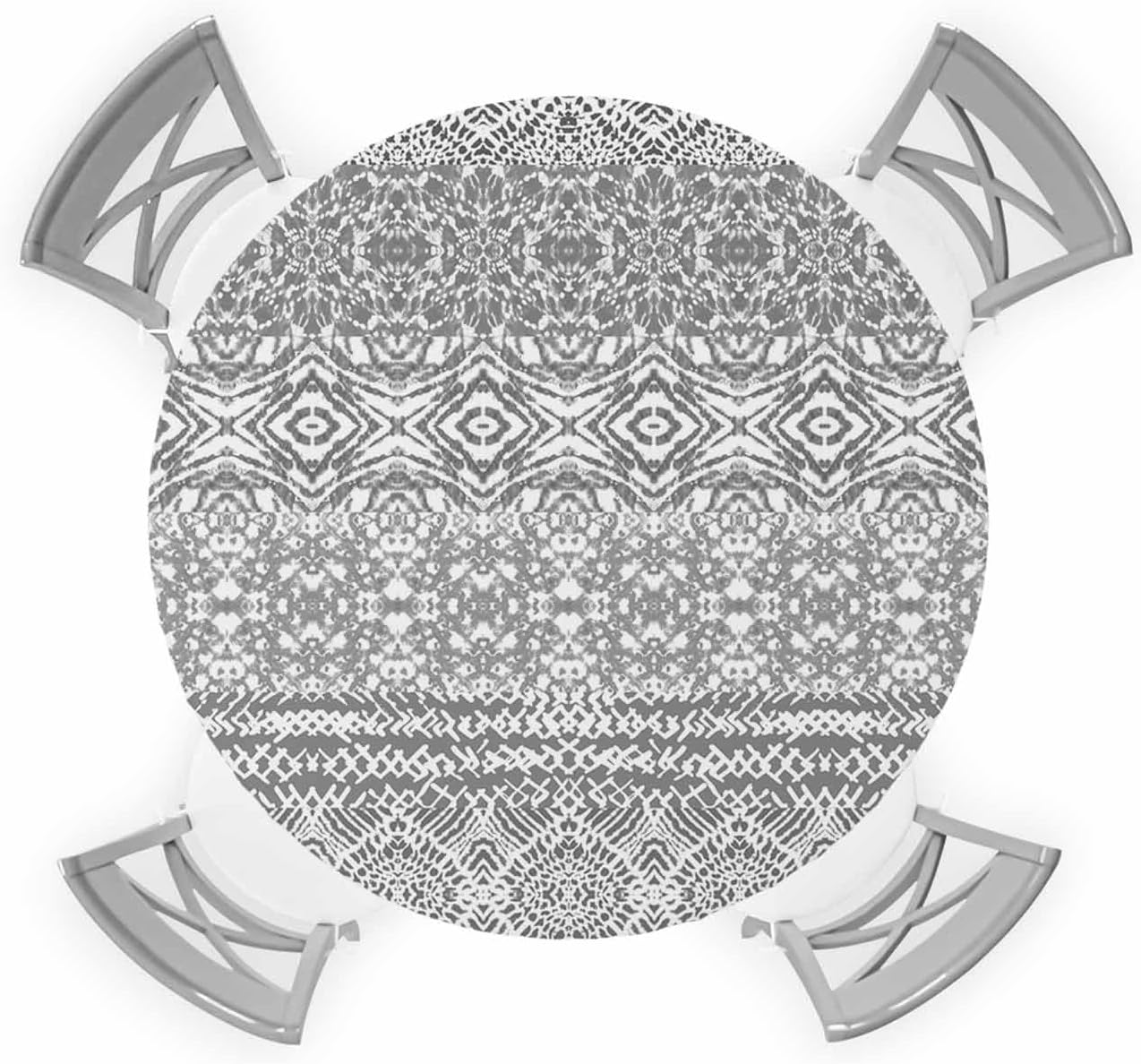 Gray Boho Round Waterproof Table Cover