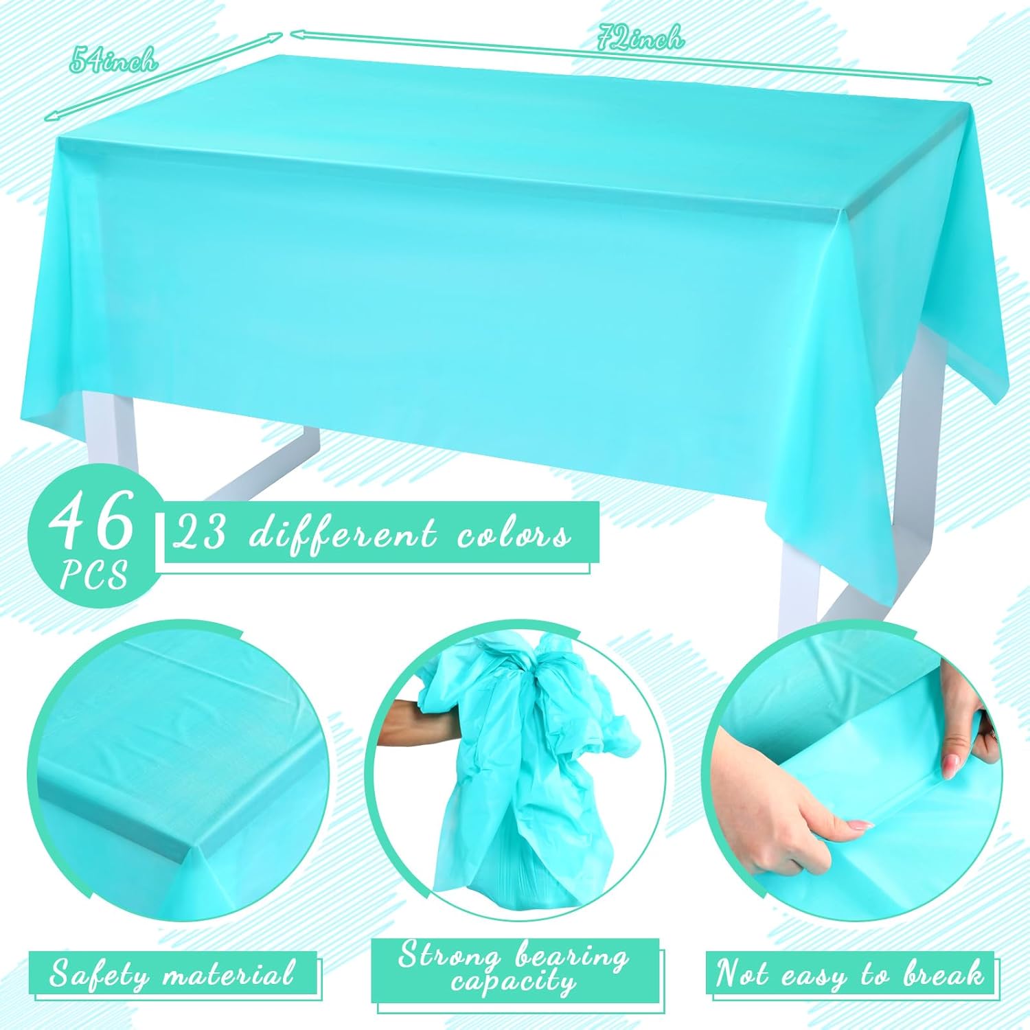 Newwiee 46 Pack Plastic Tablecloths for Rectangle Tables 54x72
