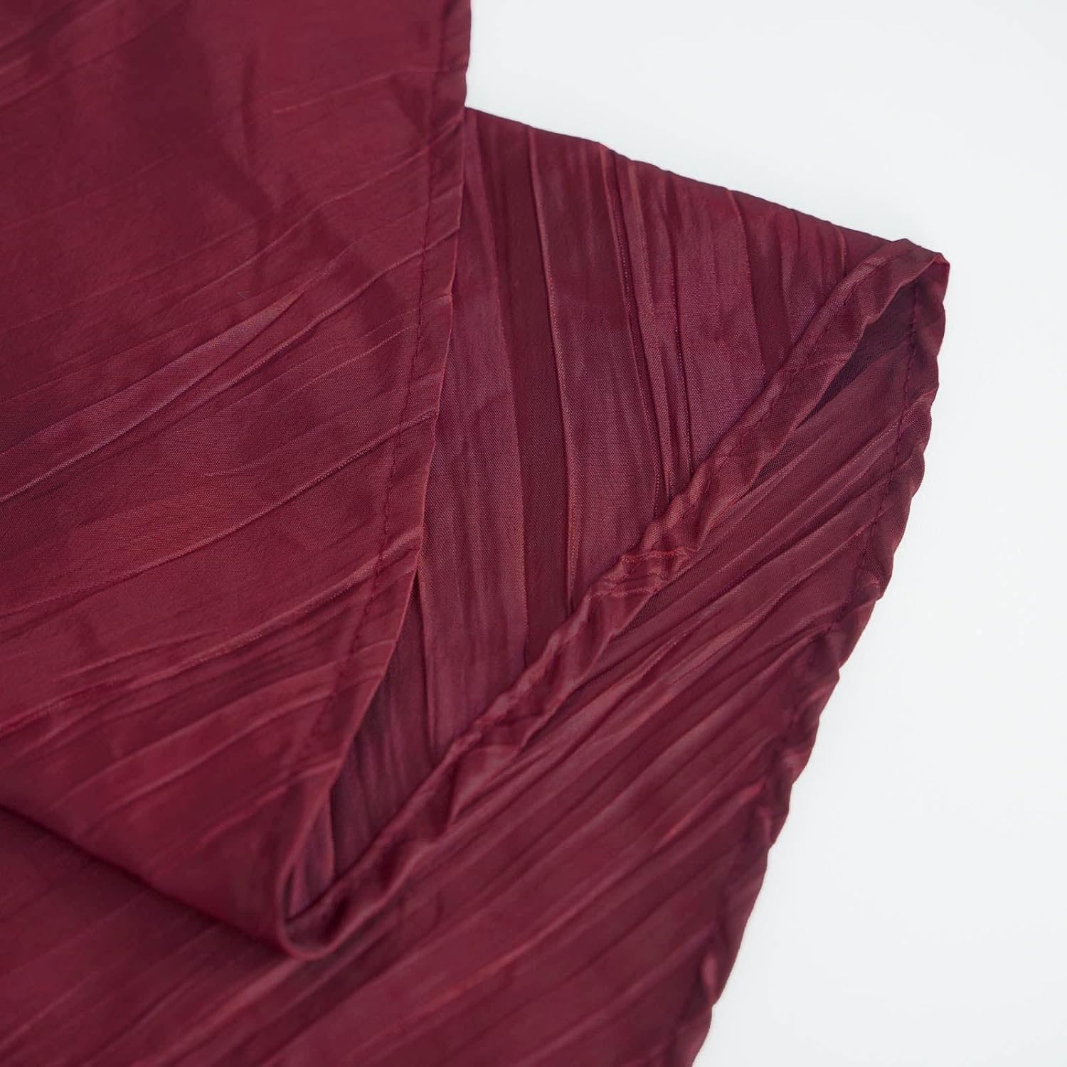 120 Inch Burgundy Accordion Crinkle Taffeta Round Tablecloth