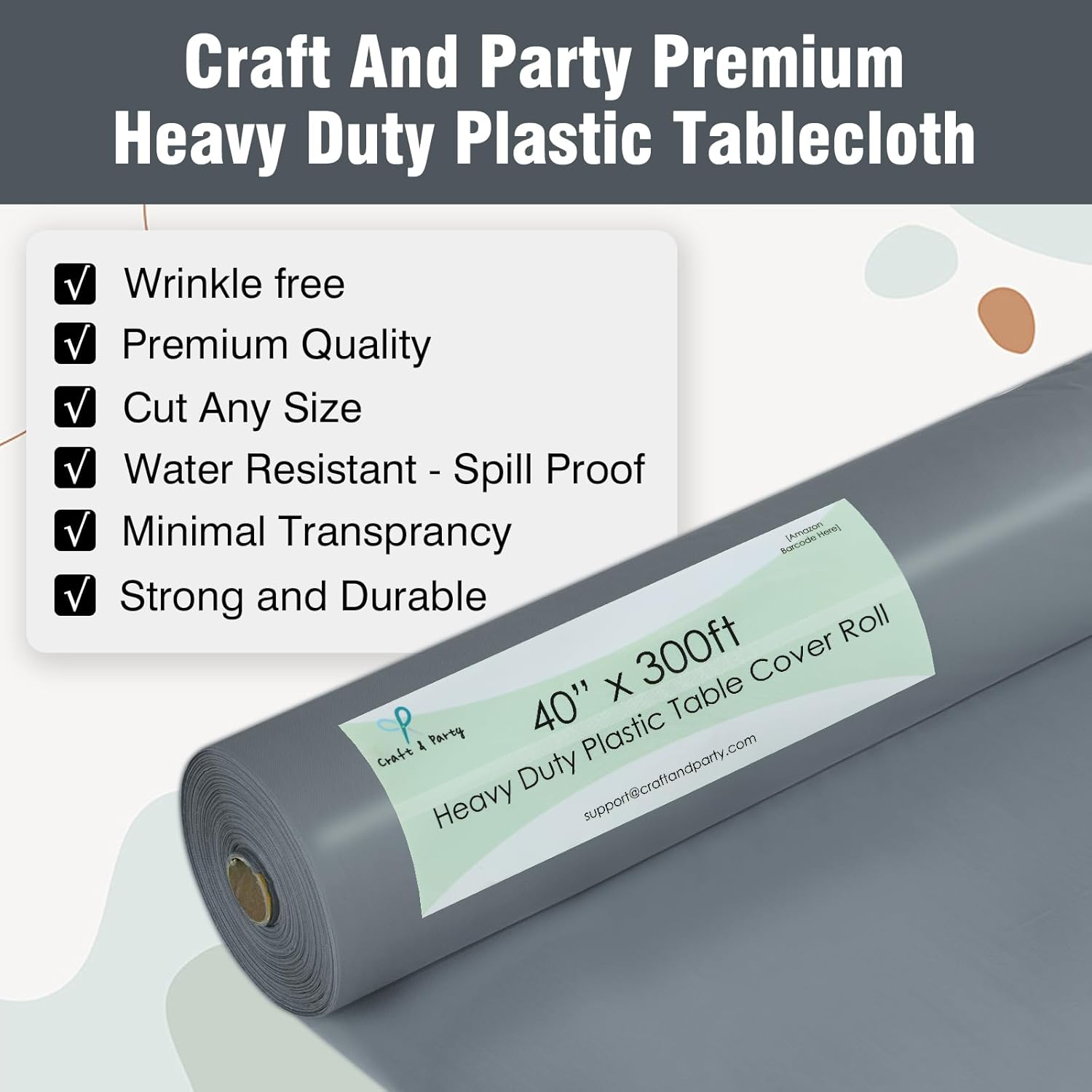 Craft And Party Silver Plastic Table Cover Roll 40x300