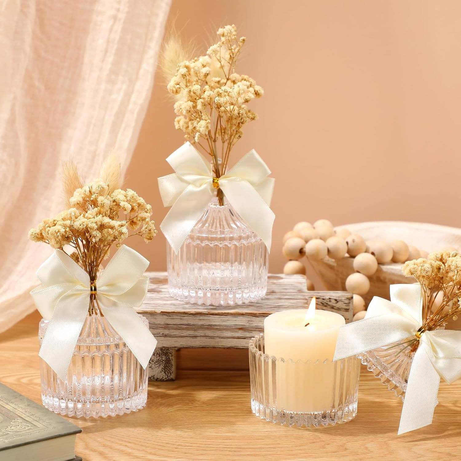 Honeydak 12 Piece Glass Candy Jar Set with Lids and Decorations