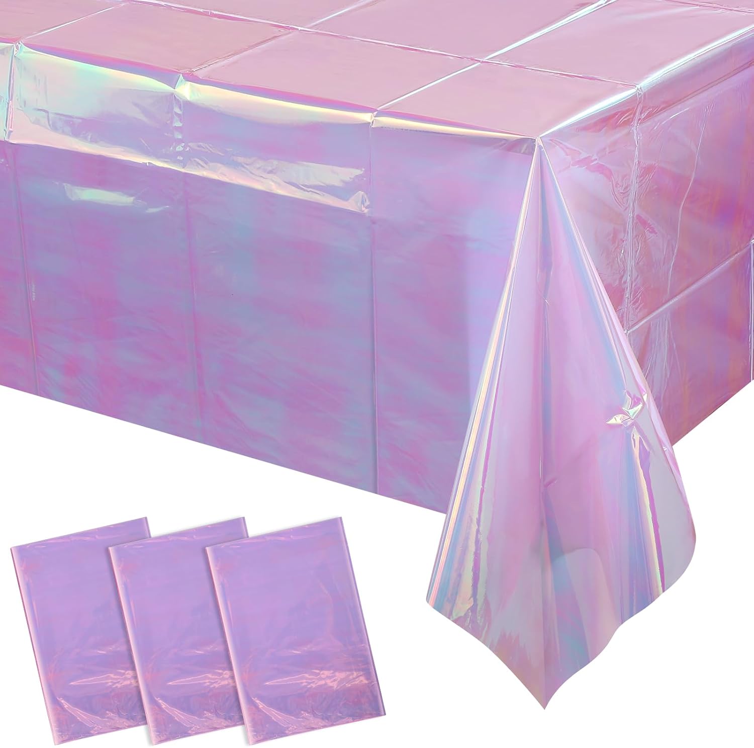 FunnyPars 3 Pack Light Purple Plastic Tablecloths for Rectangle Tables