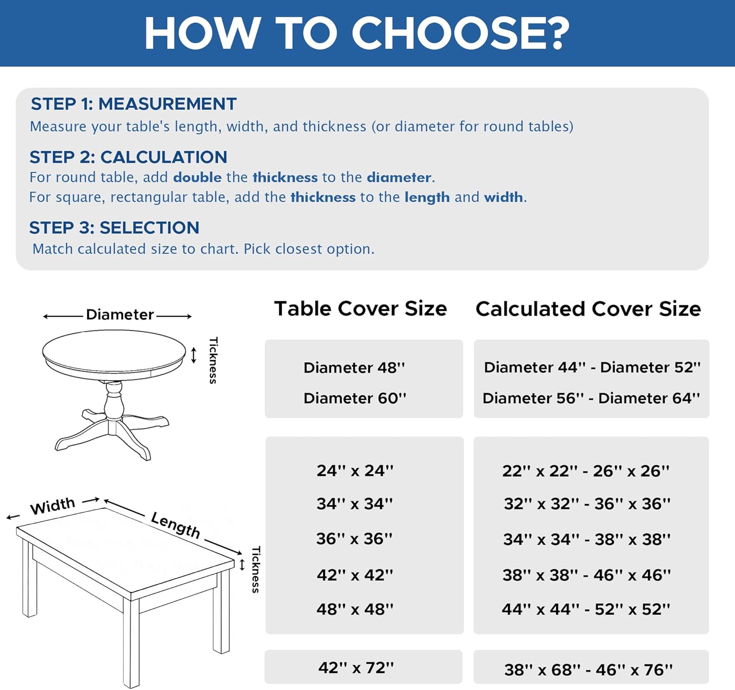 Enjoyidea 2 Pack Black Spandex Table Covers 42x72 Inch Fitted