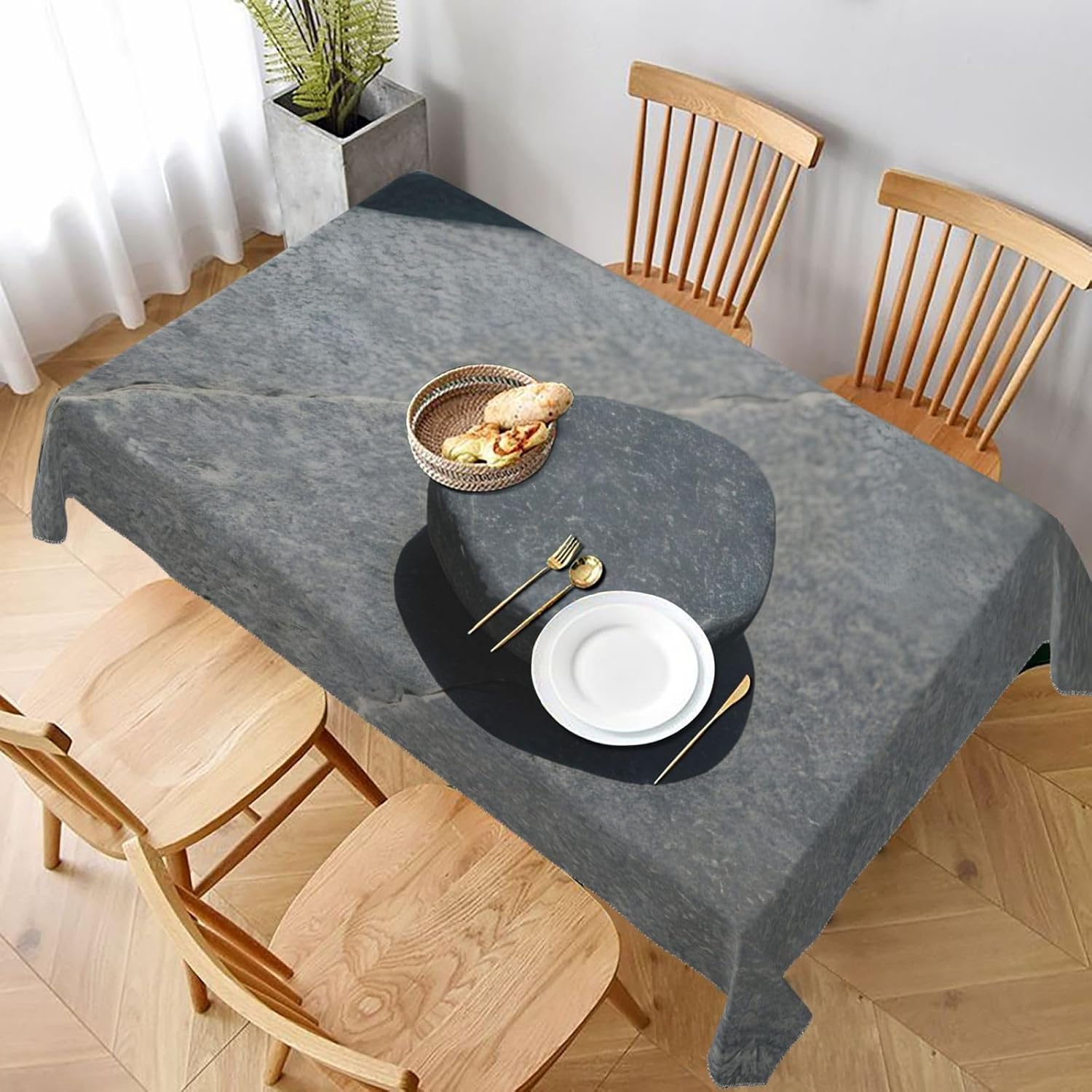 Zen Stone Print Rectangle Tablecloth - Elegance for Kitchen and Dining