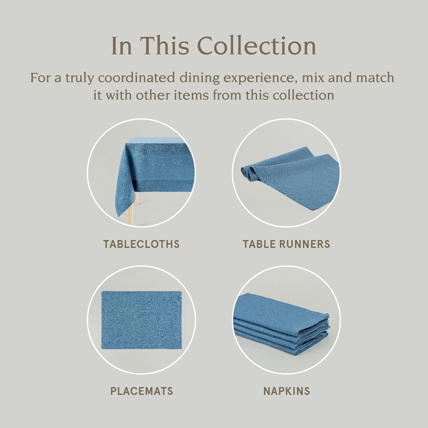 OverBack 100 Linen Woven Tablecloth - Blue 70x90
