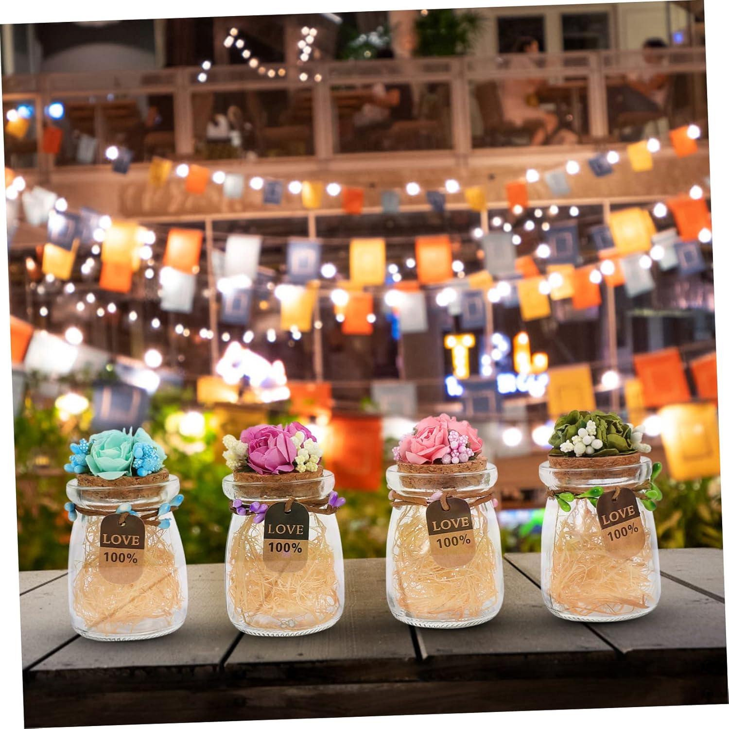 MAGICLULU 4pcs Colorful Glass Candy Bottles with Cork for Party