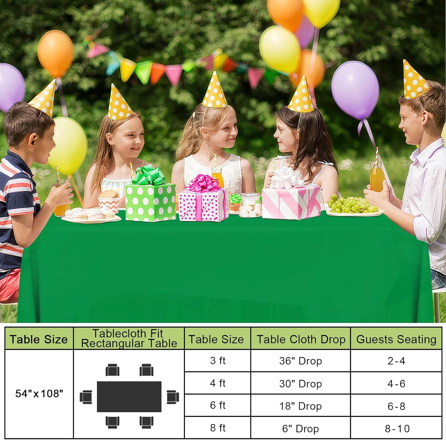 Smiry Disposable Table Cloth 12 Pack Waterproof Rectangle Green