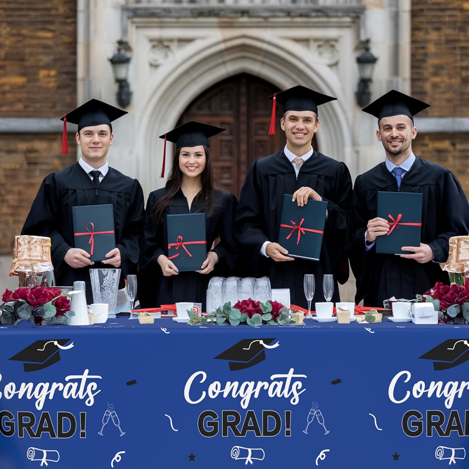 Slergut Graduation Tablecloth Set Blue 2025 3 Pack