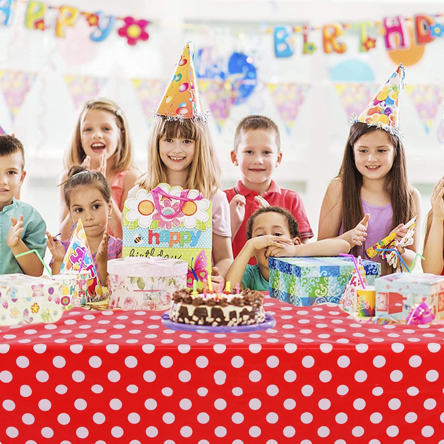Kesfey 3 Pack Red Polka Dot Tablecloths 54x108 Inch Mickey Mouse Theme
