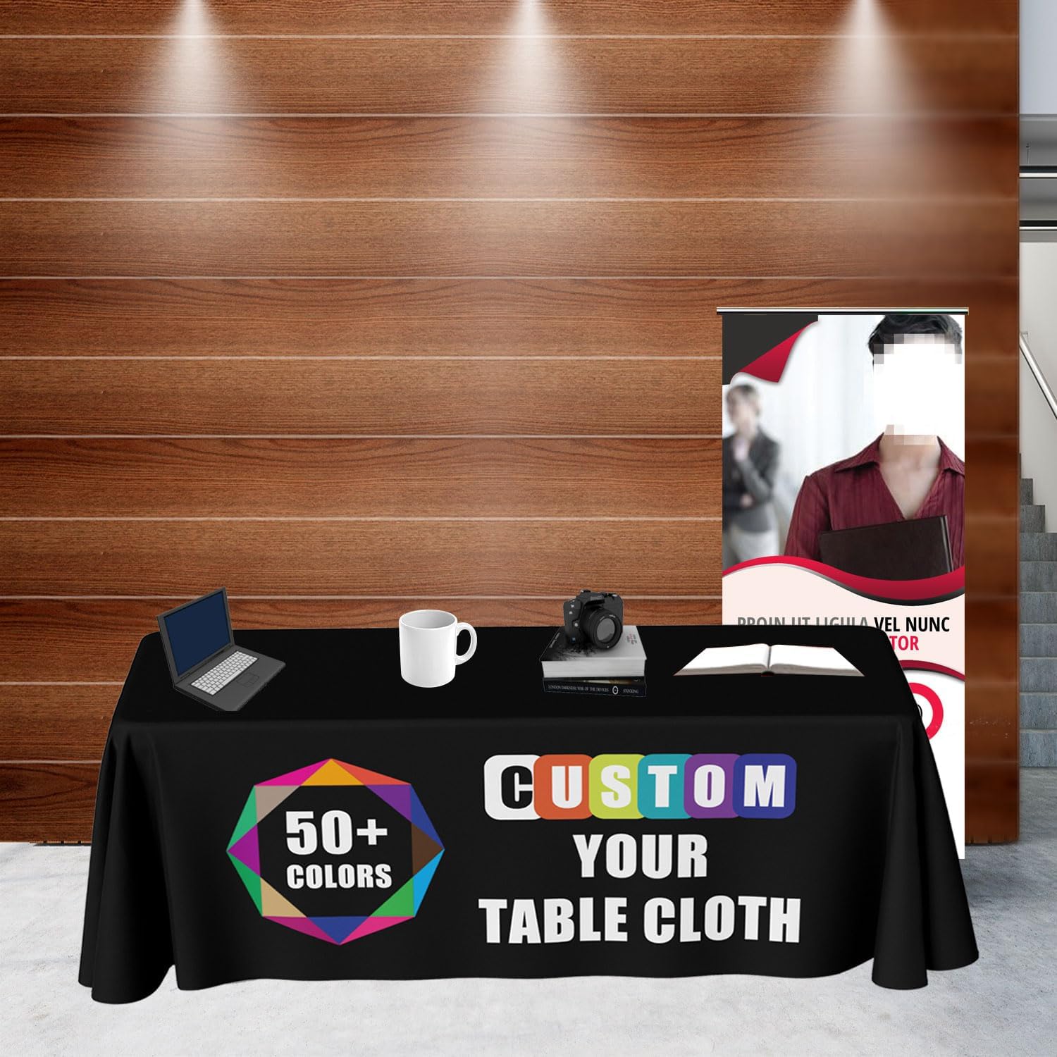 Custom Table Cloth with Business Logo Text Personalized Table Runner for Events