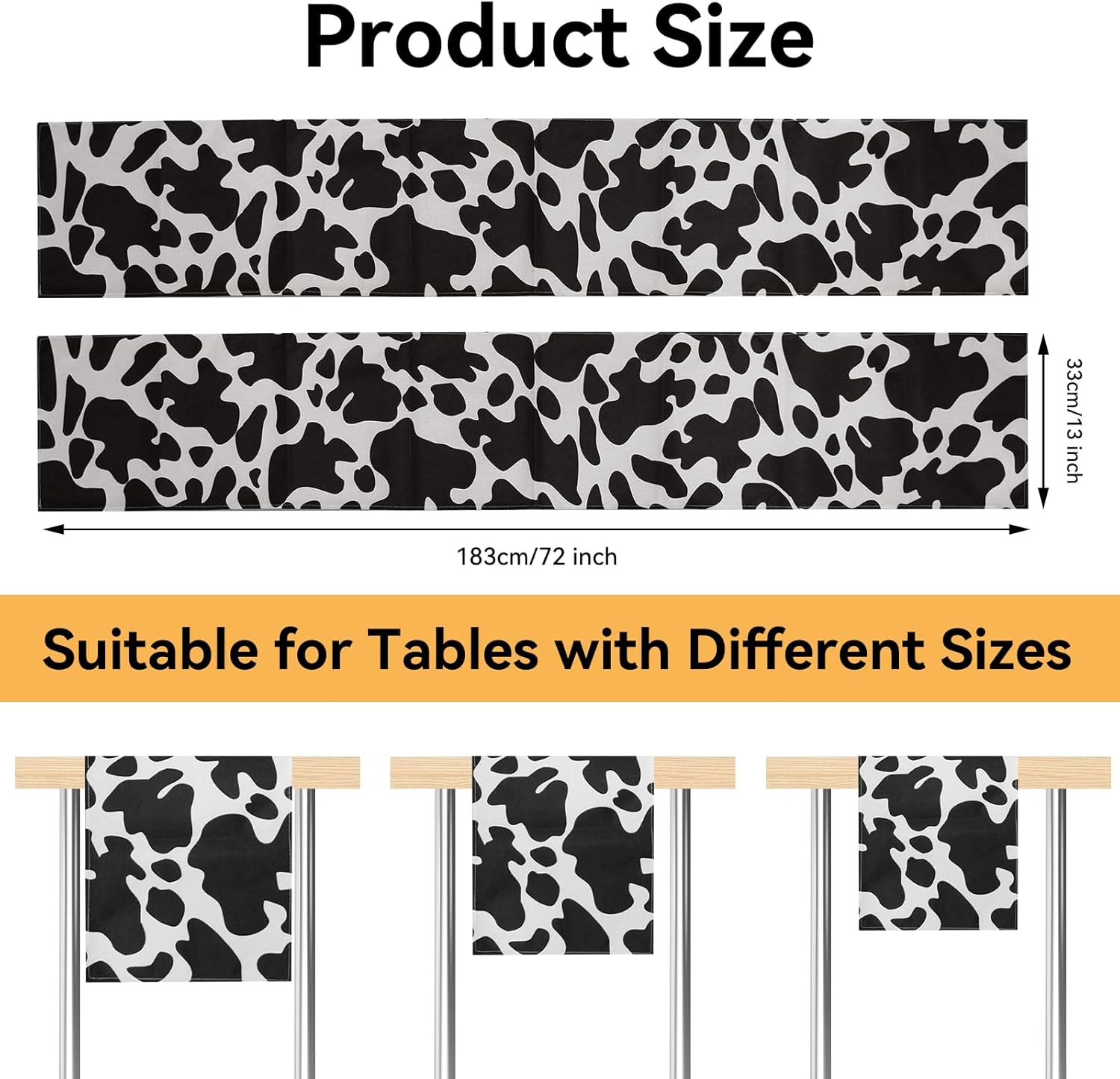 5 Pcs Linen Cow Print Table Runner Farm Tablecloth
