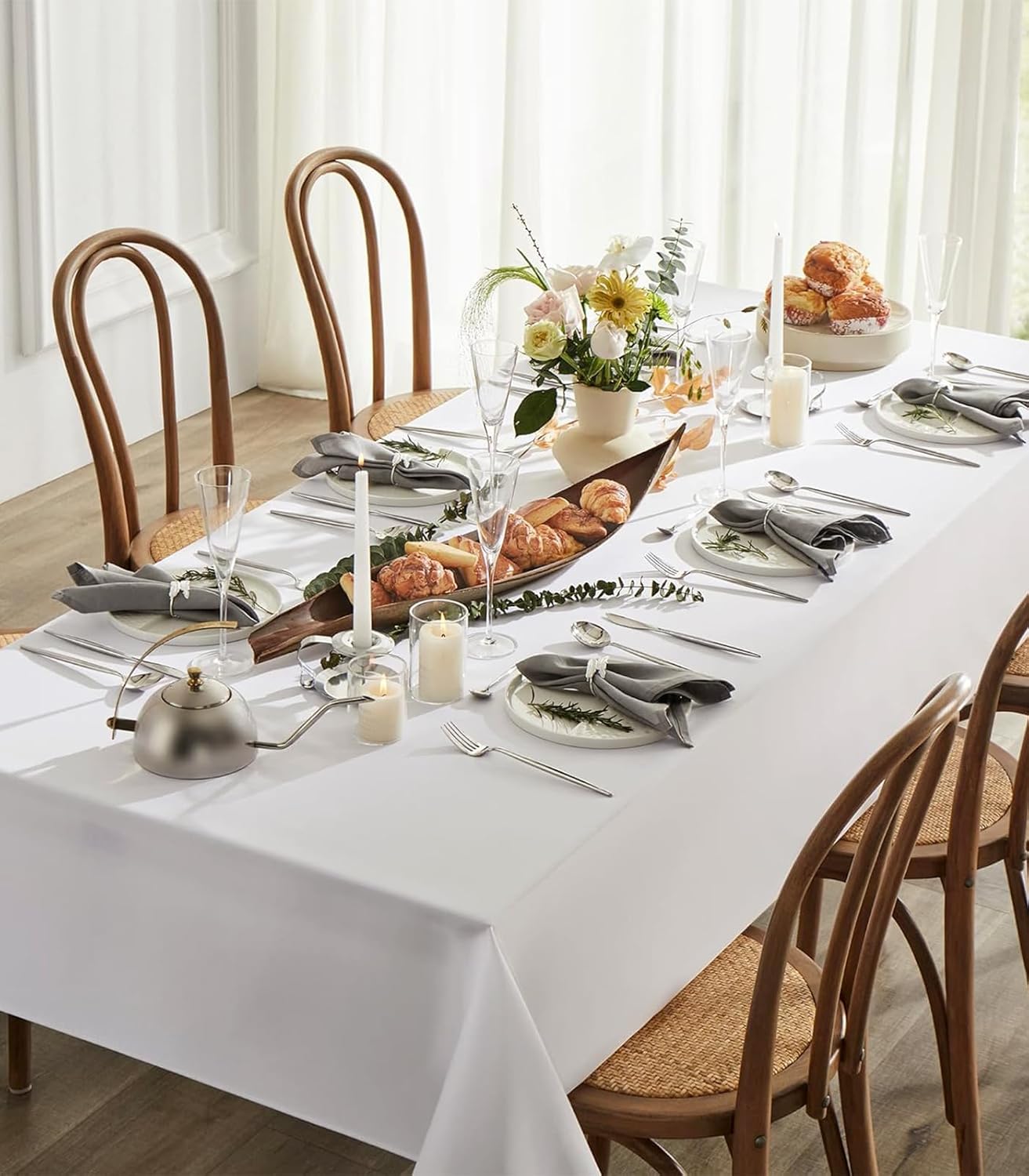 White Disposable Table Cloth 2-Pack 54x108 Inch