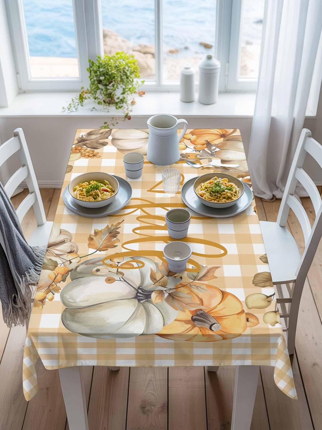 IDOWMAT Rectangle Table Cloth 60x102 Inch Waterproof Oil Proof for Thanksgiving and Fall Parties