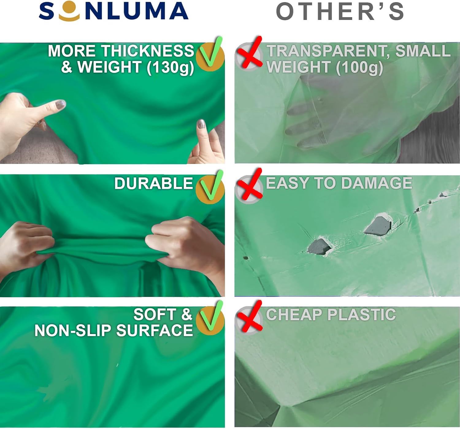 Sonluma 12 Pack 108 X 54 Green Tablecloth for 8ft Tables