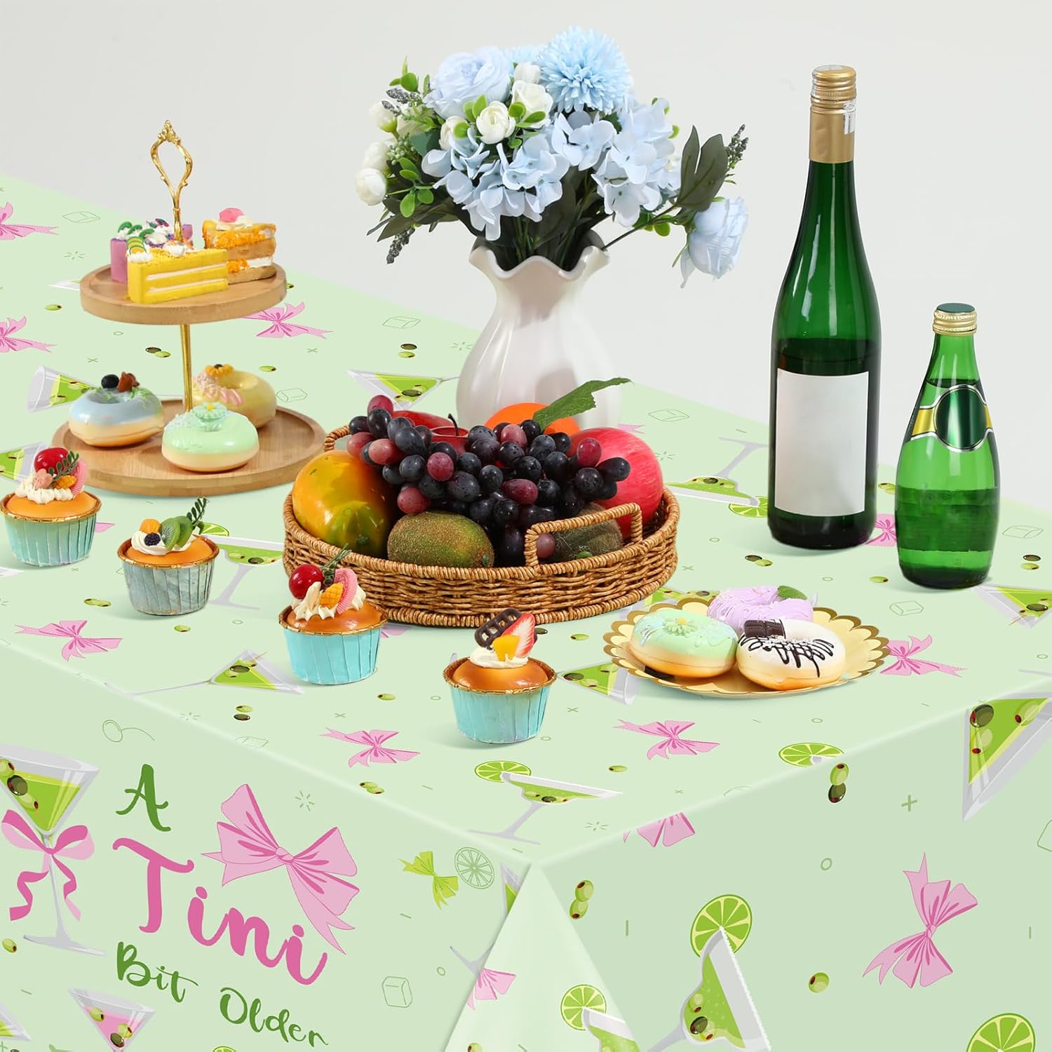 3 Pack Green Martini Tablecloths Birthday Decorations