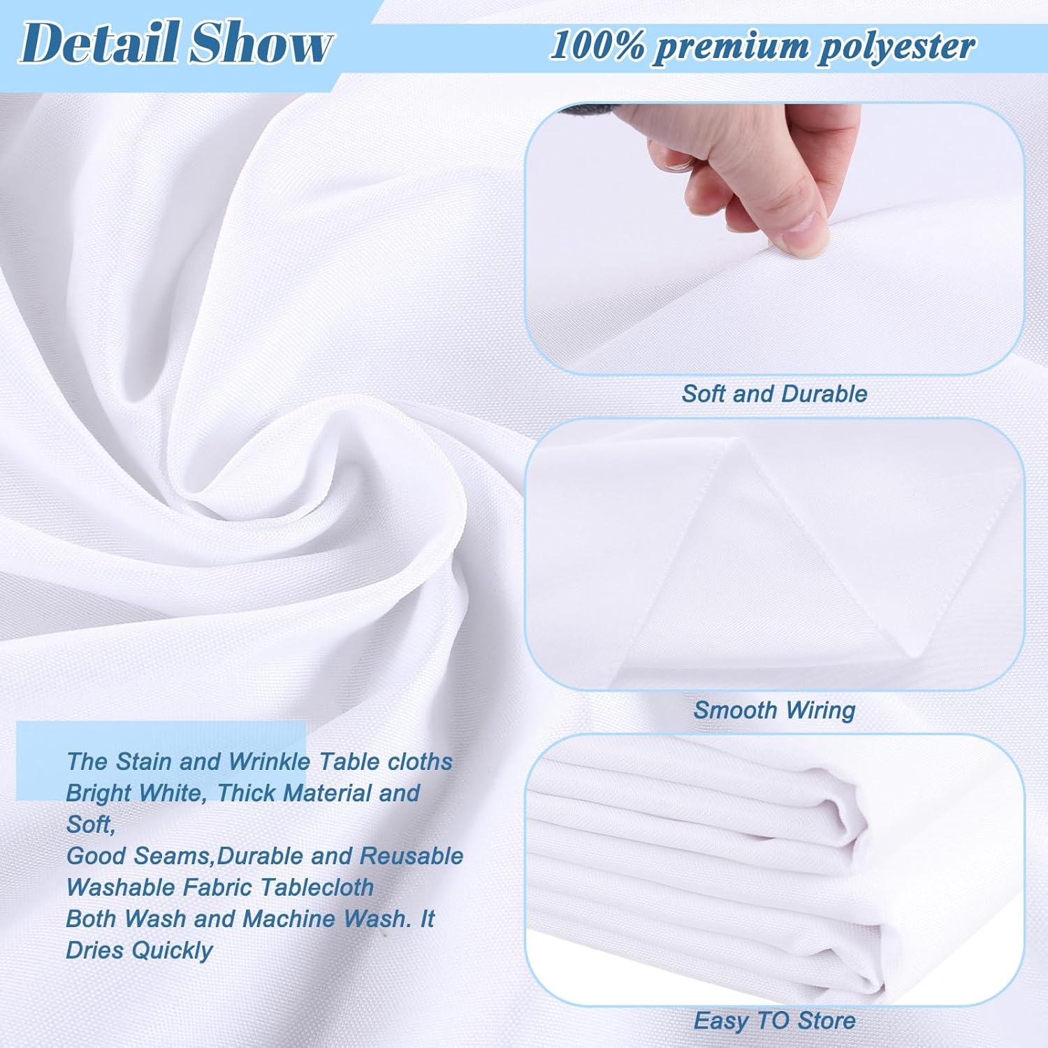 Kesfey 6 Pack White Tablecloths 60x102 Inch