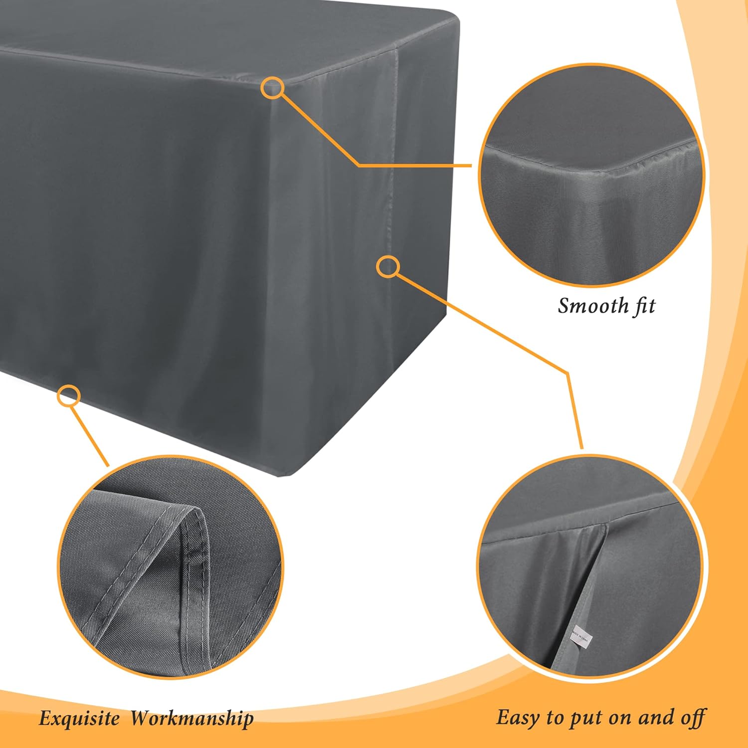 Obstal 2 Pack Tablecloths for 4 Foot Rectangular Tables - Dark Grey Water Resistant