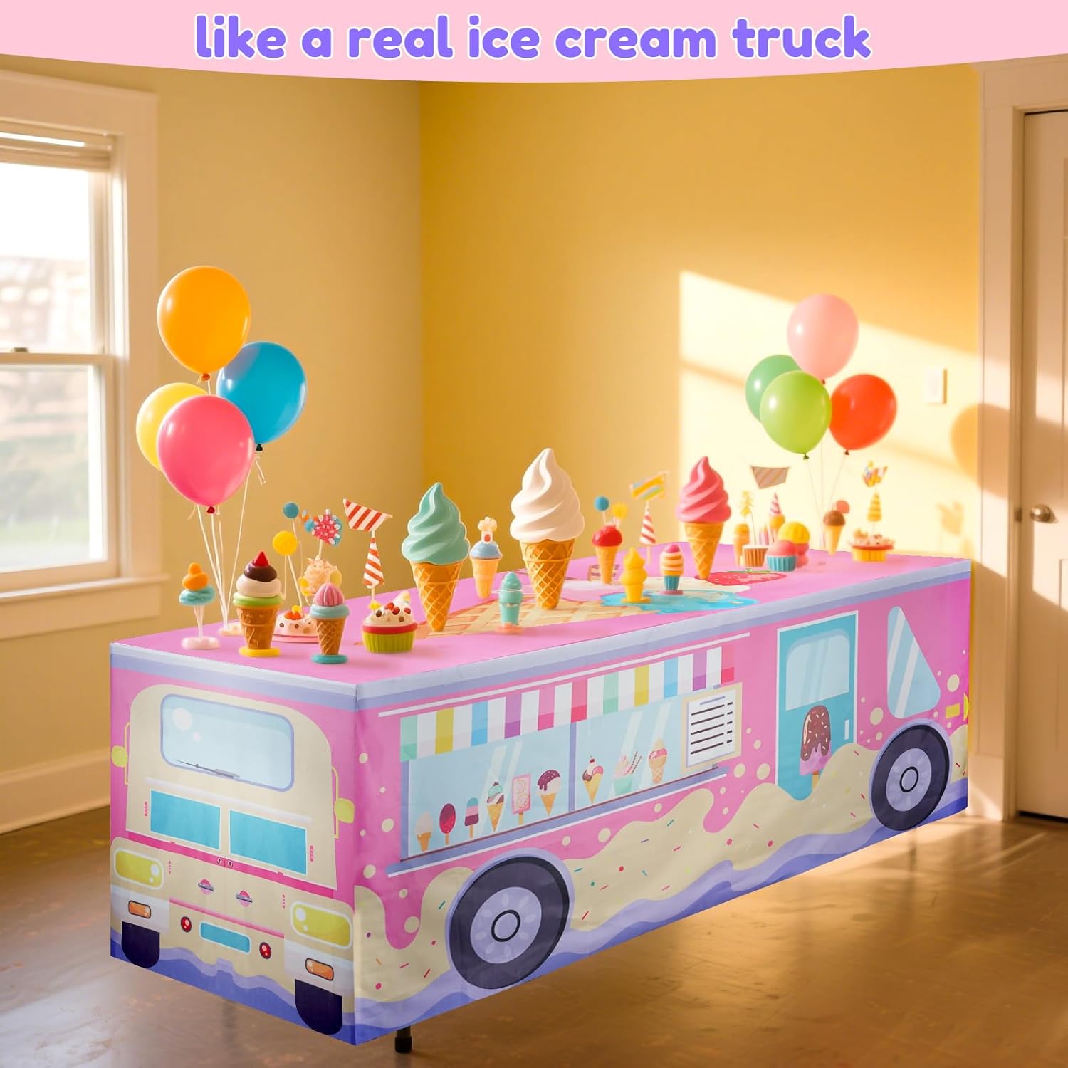 6FT Ice Cream Truck Themed Tablecloth