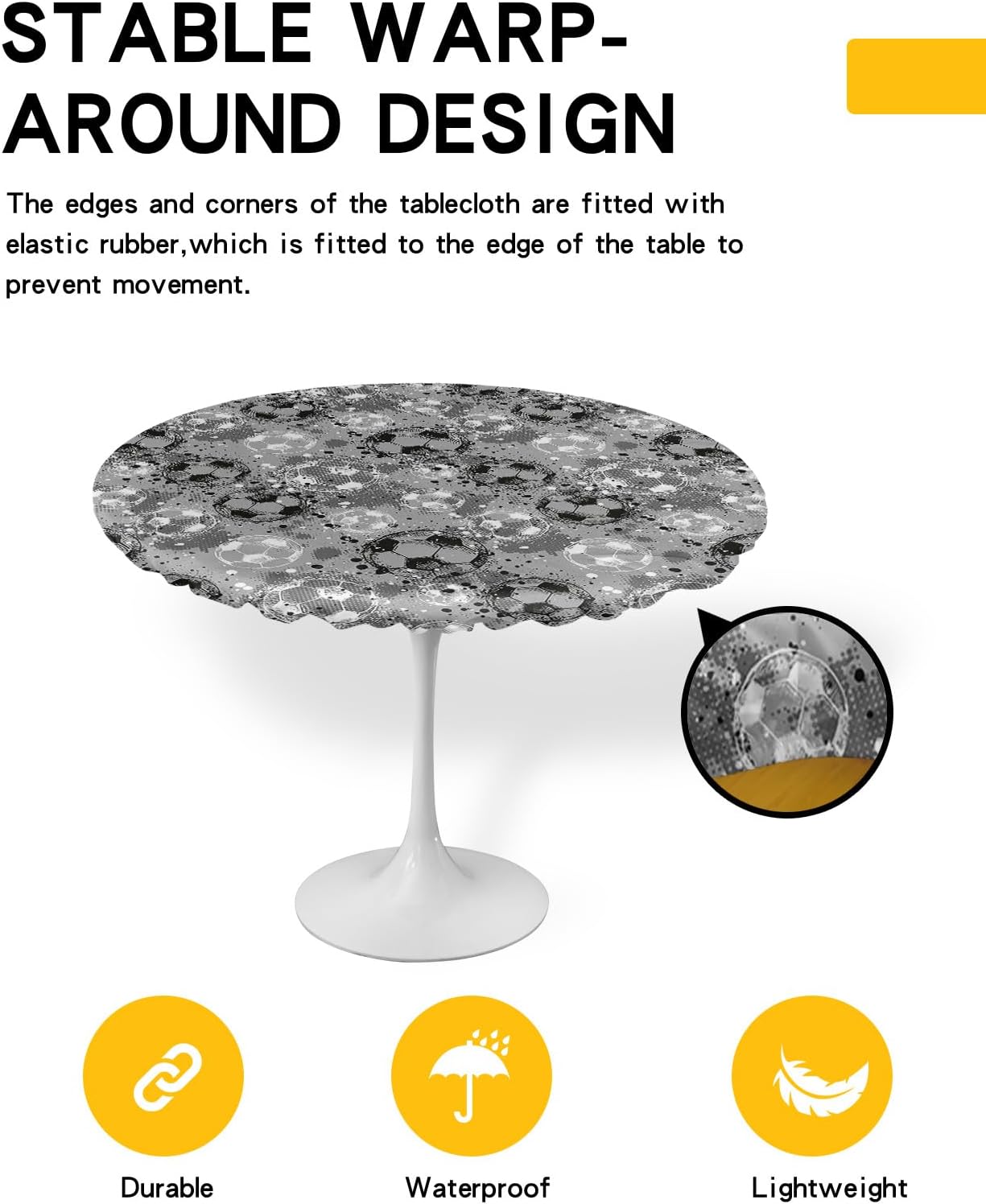 ZOE GARDEN Abstract Football Round Waterproof Table Cover