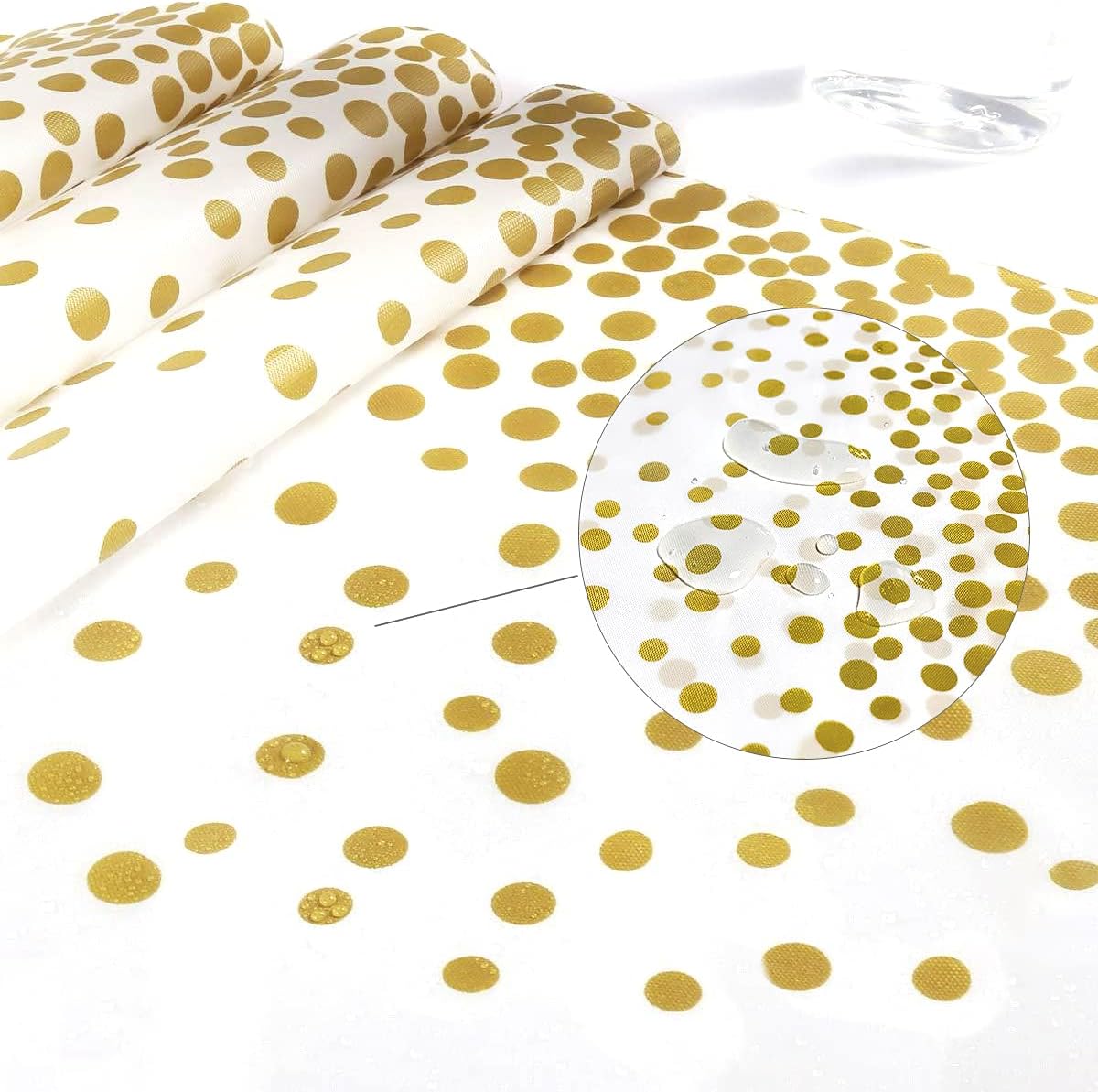 8 Piece Green and Gold Plastic Tablecloth 54x108 Inch