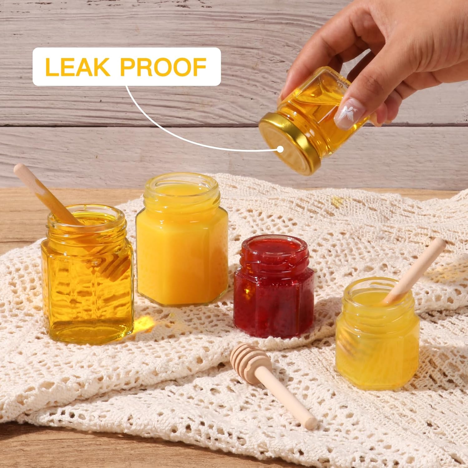 30 Pack 3 oz Mini Honey Jars with Dipper and Labels