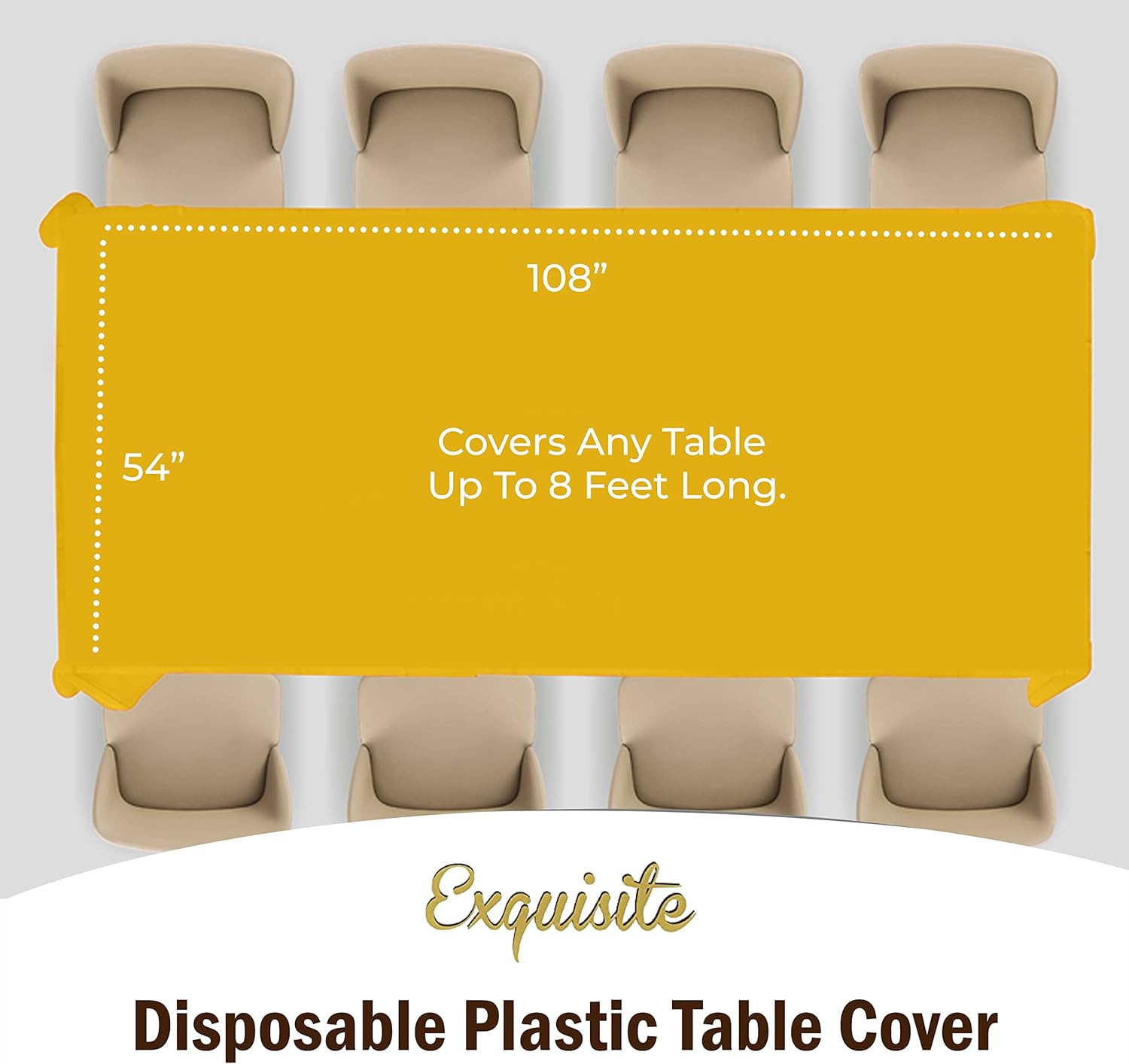 Exquisite 12-Pack Yellow Plastic Tablecloth Rectangle 54x108