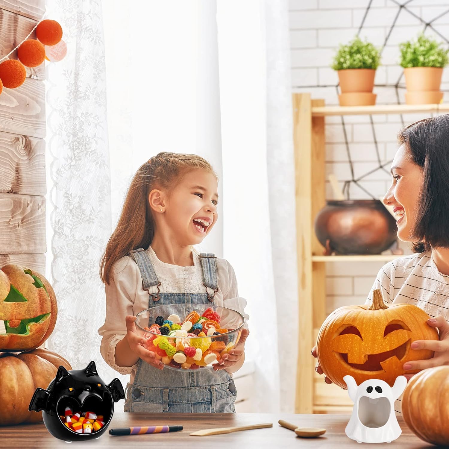 Whaline 2Pcs Halloween Candy Dish Holder