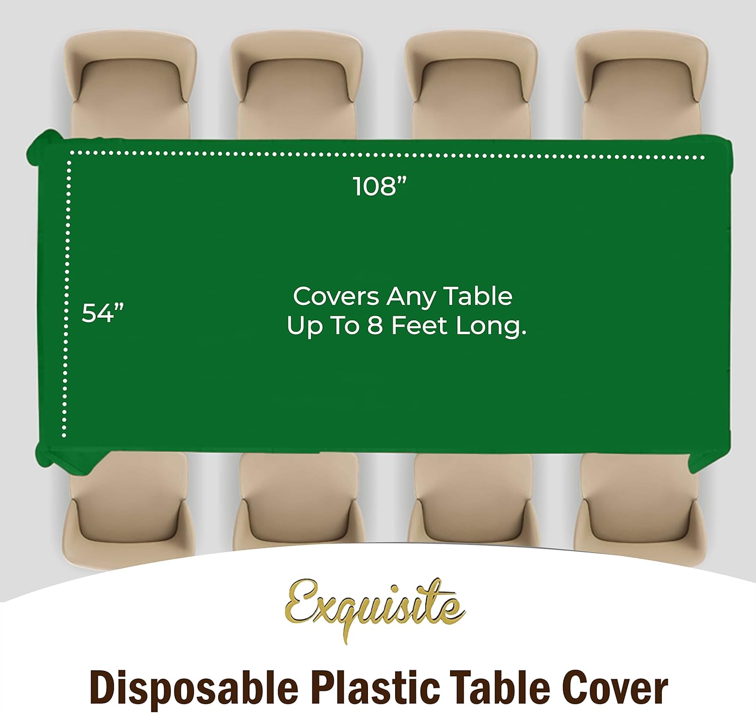Exquisite Emerald Green Party Tablecloths 12-Pack