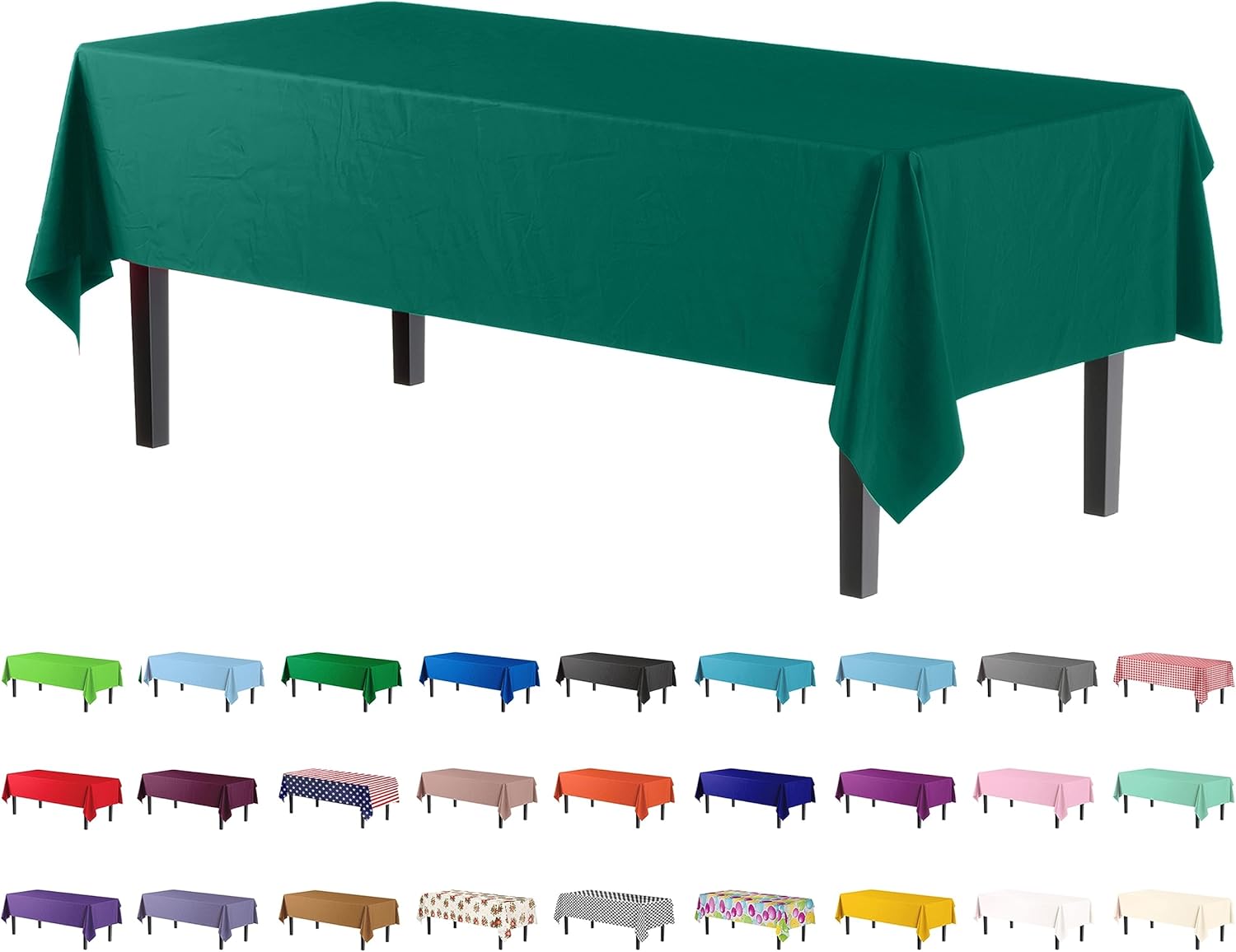 Exquisite 4-Pack Dark Green Plastic Table Cloths - 54In X 108In