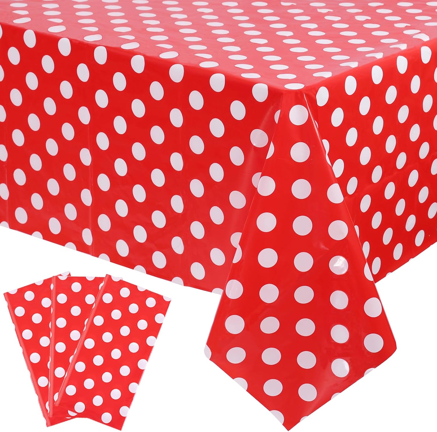 Kesfey 3 Pack Red Polka Dot Tablecloths 54x108 Inch Mickey Mouse Theme