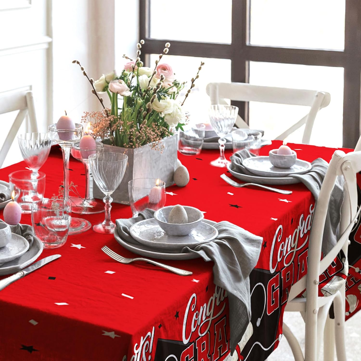 Gatherfun Graduation Decorations 2025 Kit 2 Pcs Red Tablecovers